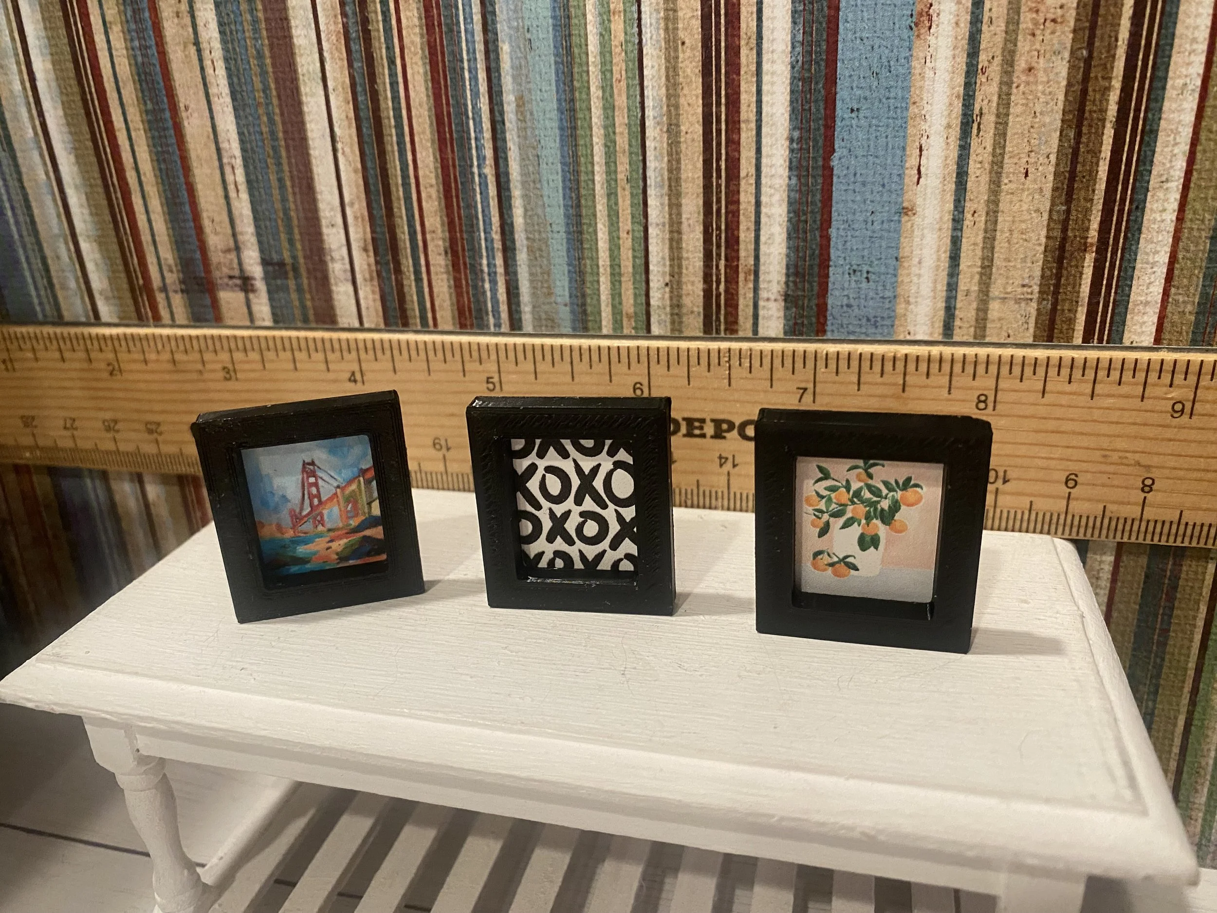 Miniature Set of 3 Modern Art, Black Frames, 1:12