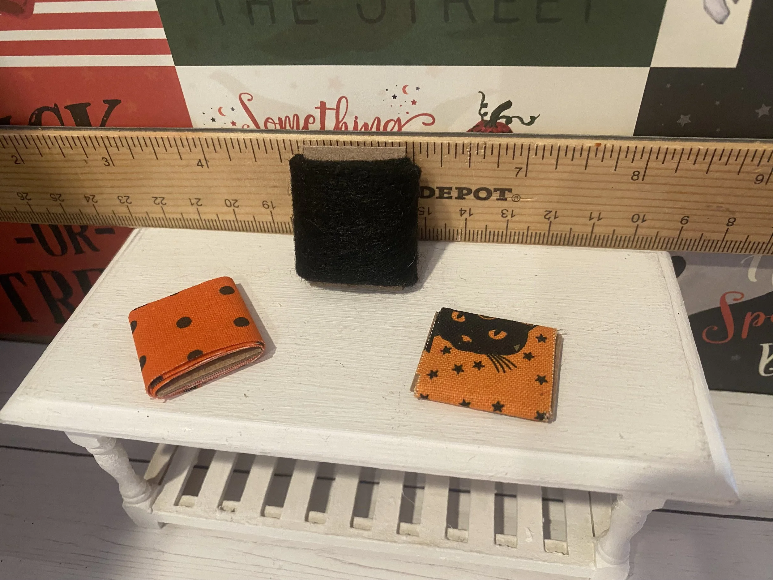 Miniature Black, Orange and Black Cat, Orange and Black Polka Dot, 1;12