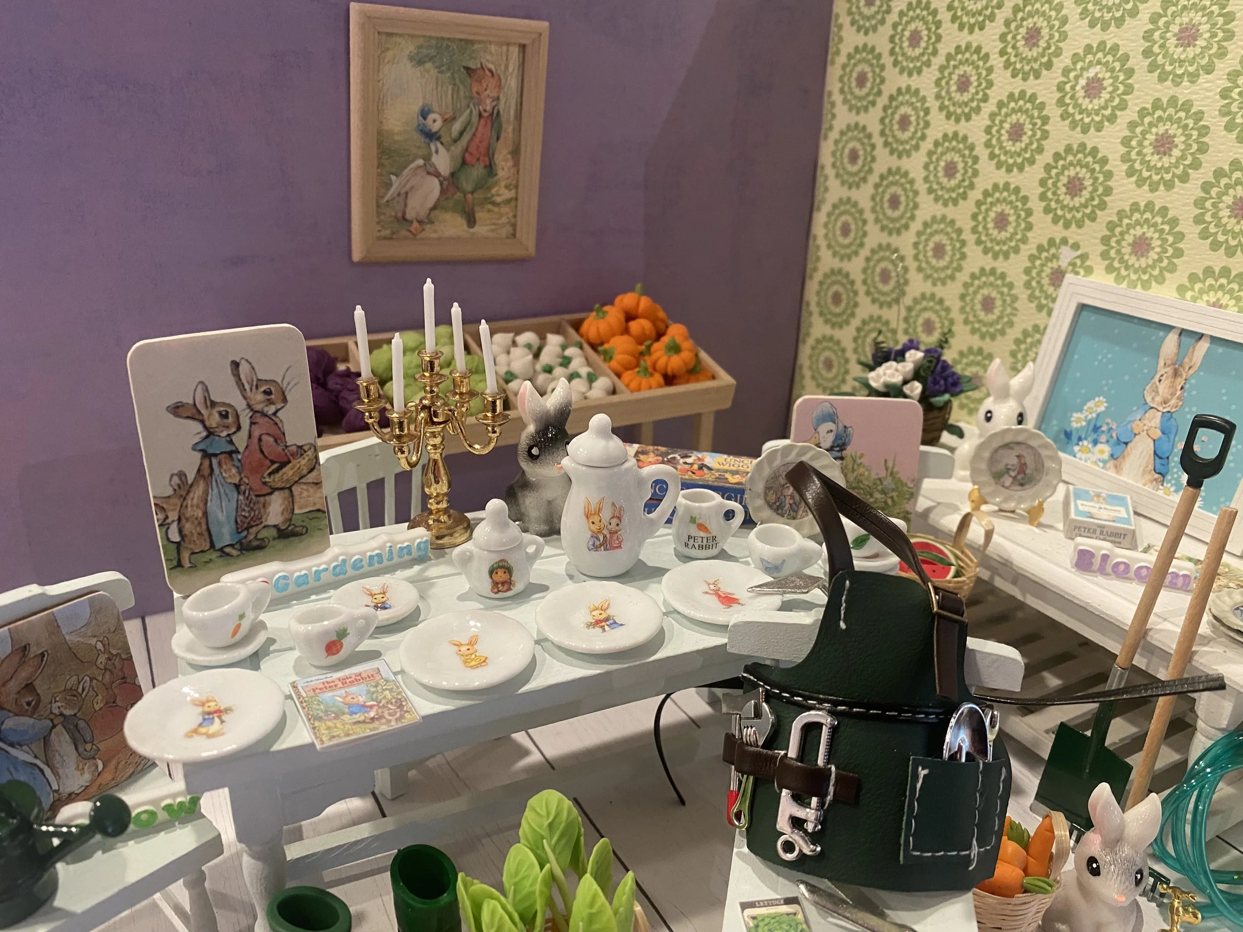 Peter Rabbit Dishes, Dollhouse Accessories, Vegetables, 1:12