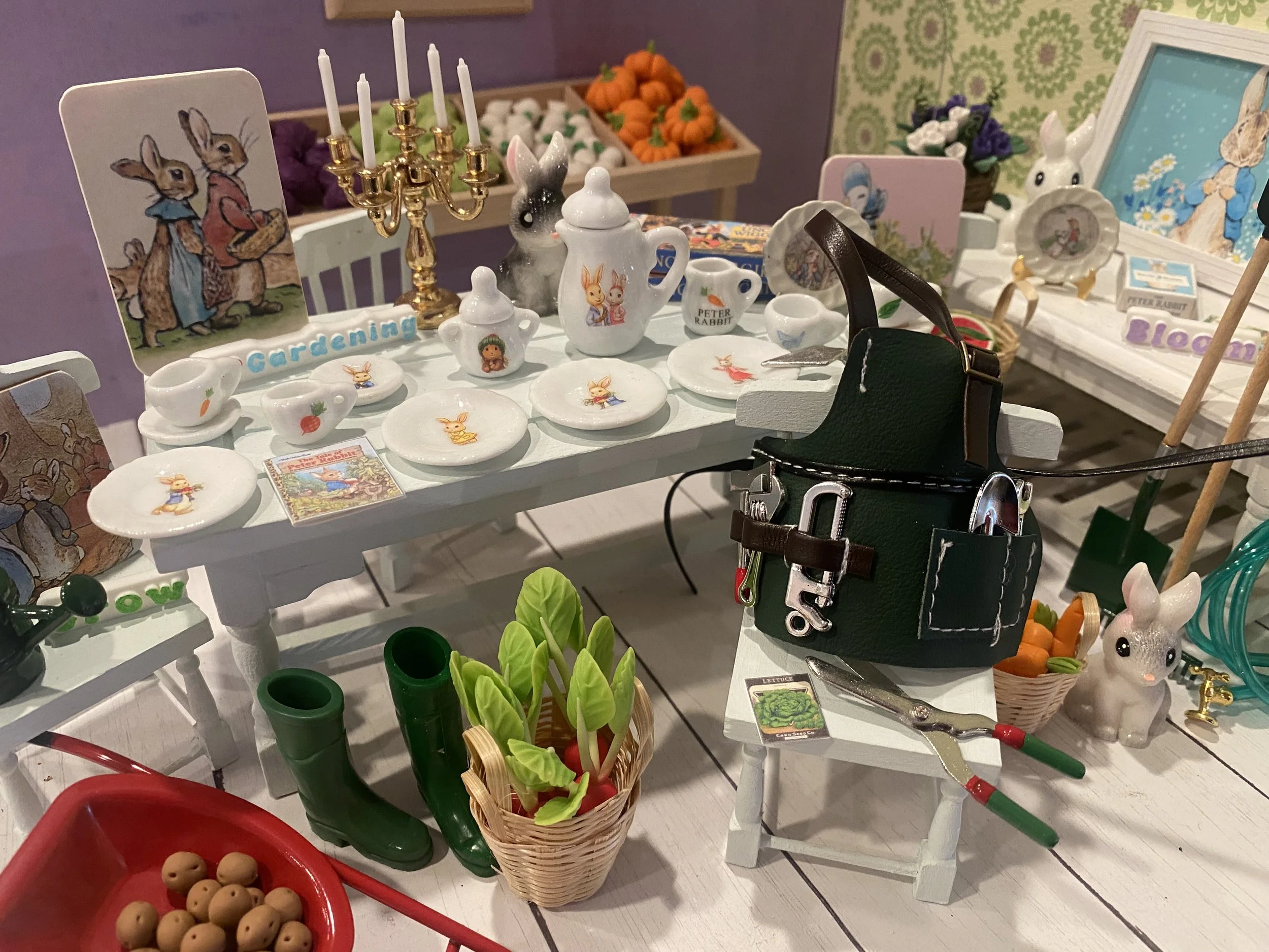 Peter Rabbit Dishes, Dollhouse Accessories, Vegetables, 1:12