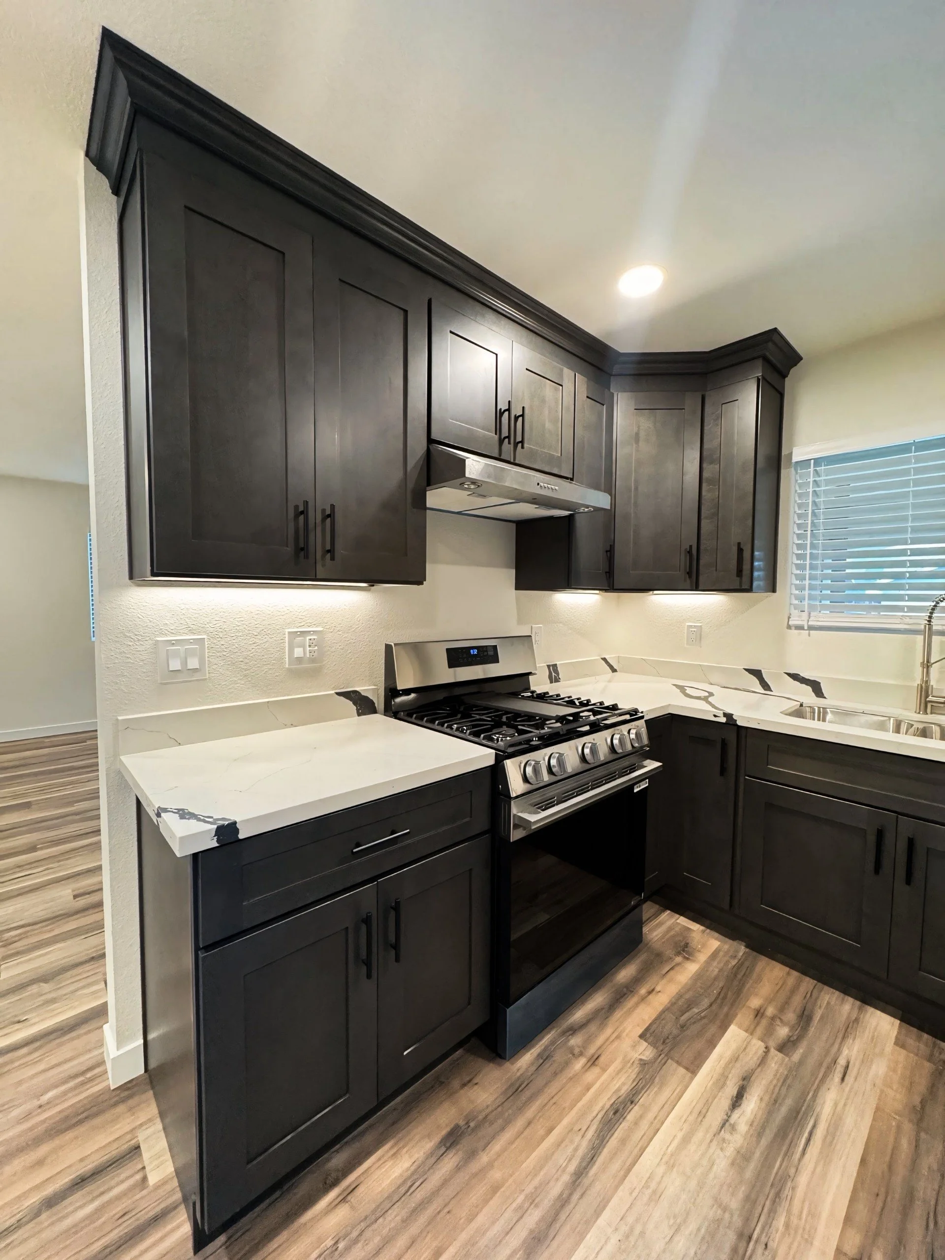 4 Edges Construction Residential Kitchen Remodel with Custom Shelving and Gorgeous Color Palette in Vacaville, CA 95688