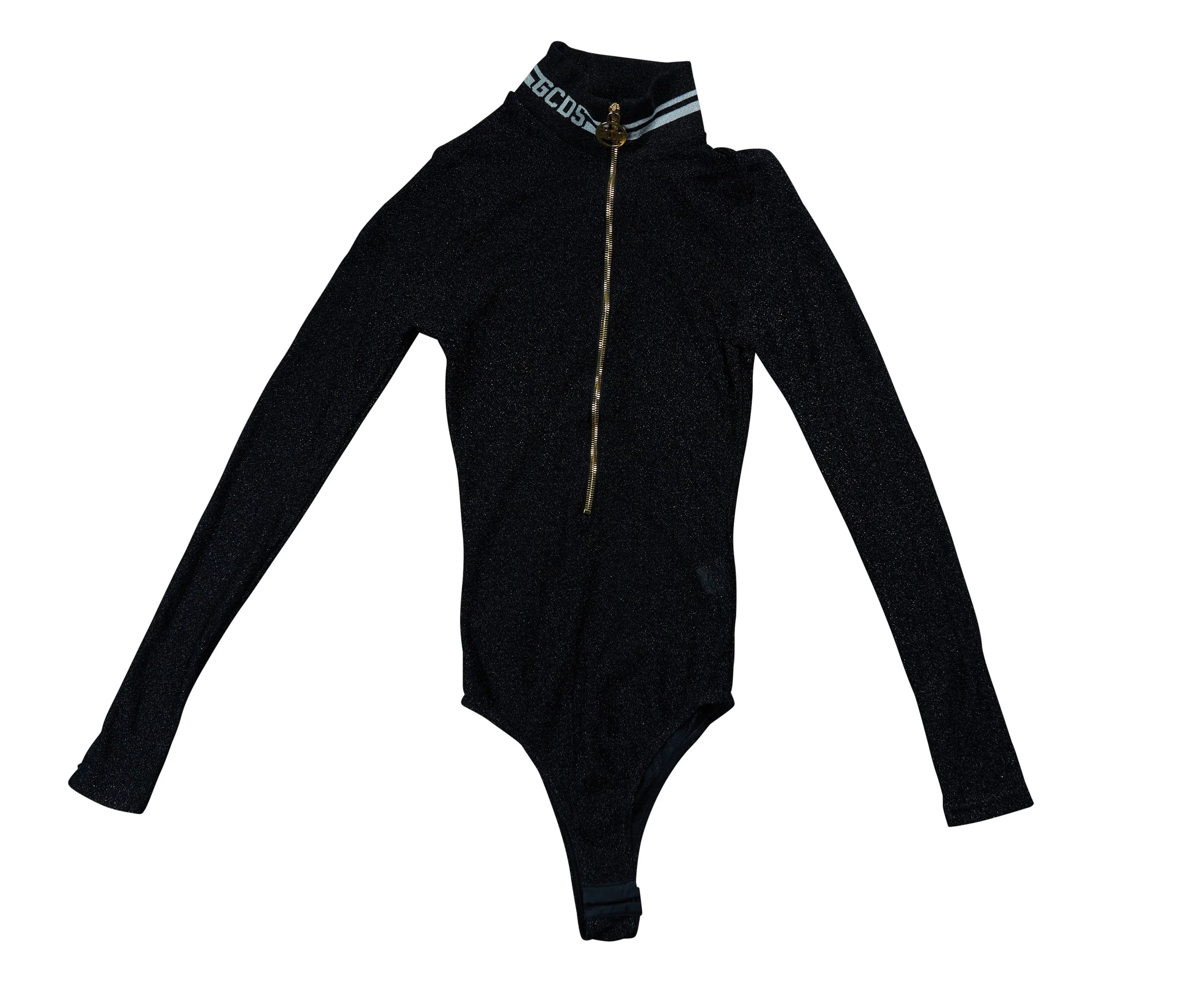 GCDS BLACK METALLIC BODYSUIT