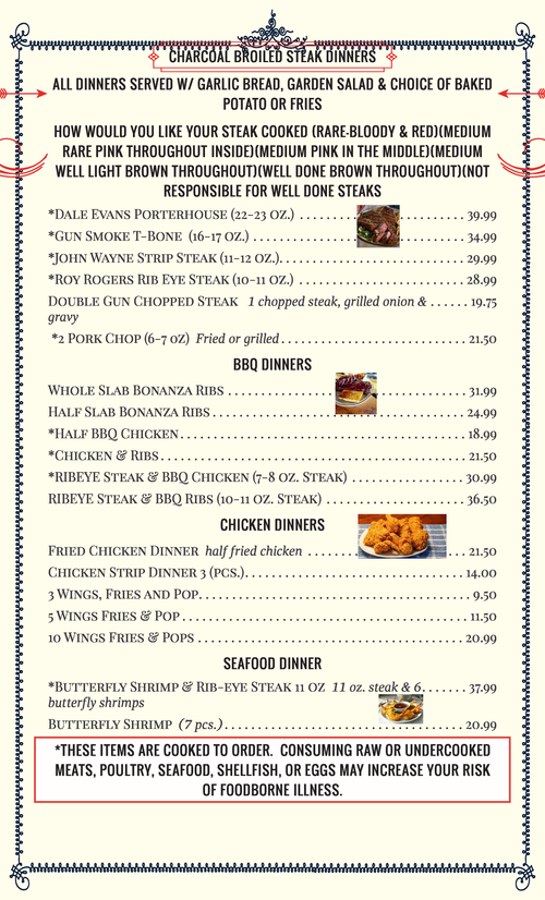 Ware Menu Menu — The Ware Ranch