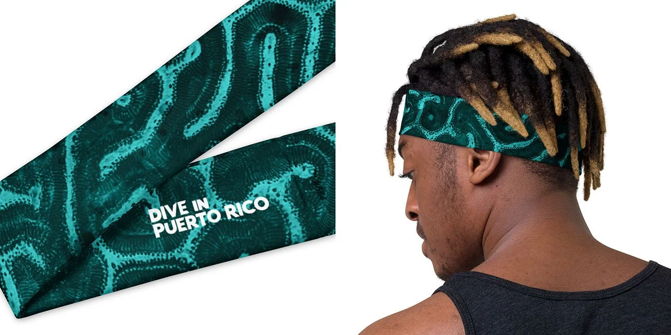 Ocean inspired scuba diving headband to protect hair