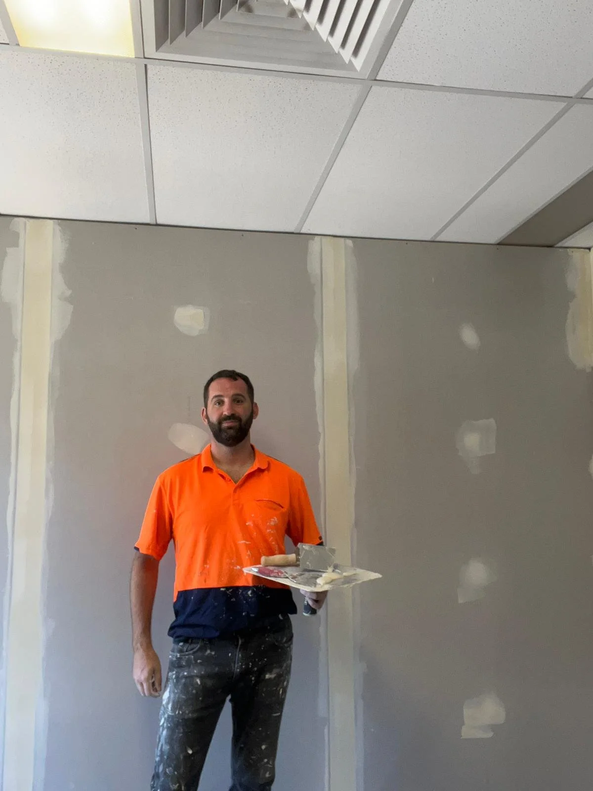 Kevin Lenahan renovating a medical clinic while running his carpentry business.