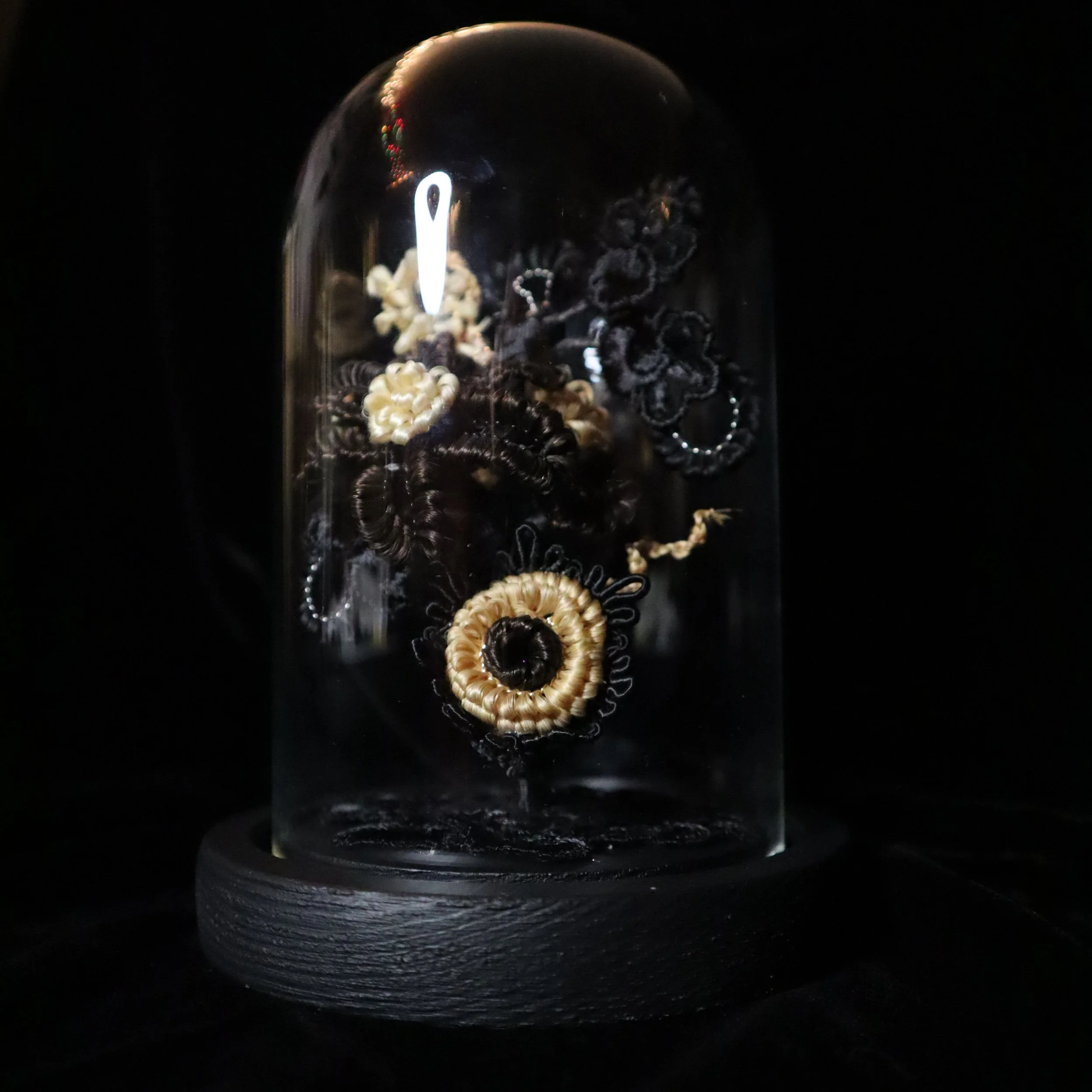 'Lily' Victorian-inspired hair art piece. Human hair. 2023