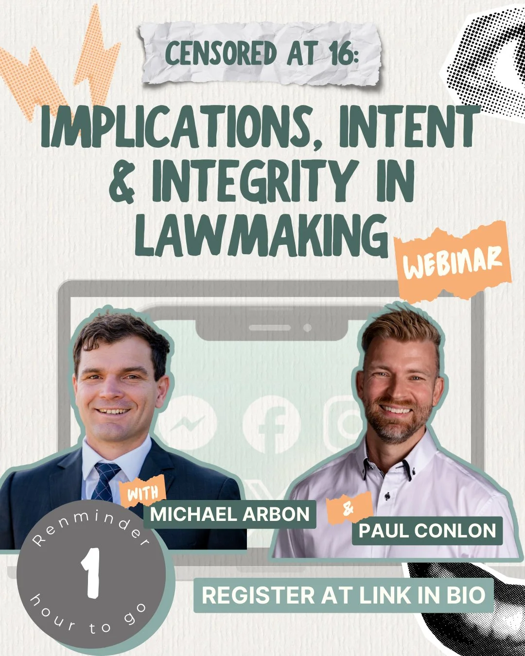 ⏳ 1 hour to go.

When &ldquo;safety&rdquo; becomes the cover for control, someone has to call it out.
Join Michael Arbon &amp; Paul Conlon as we unpack how the U16 Social Media Ban links to Digital ID, surveillance tech and the future of online freed