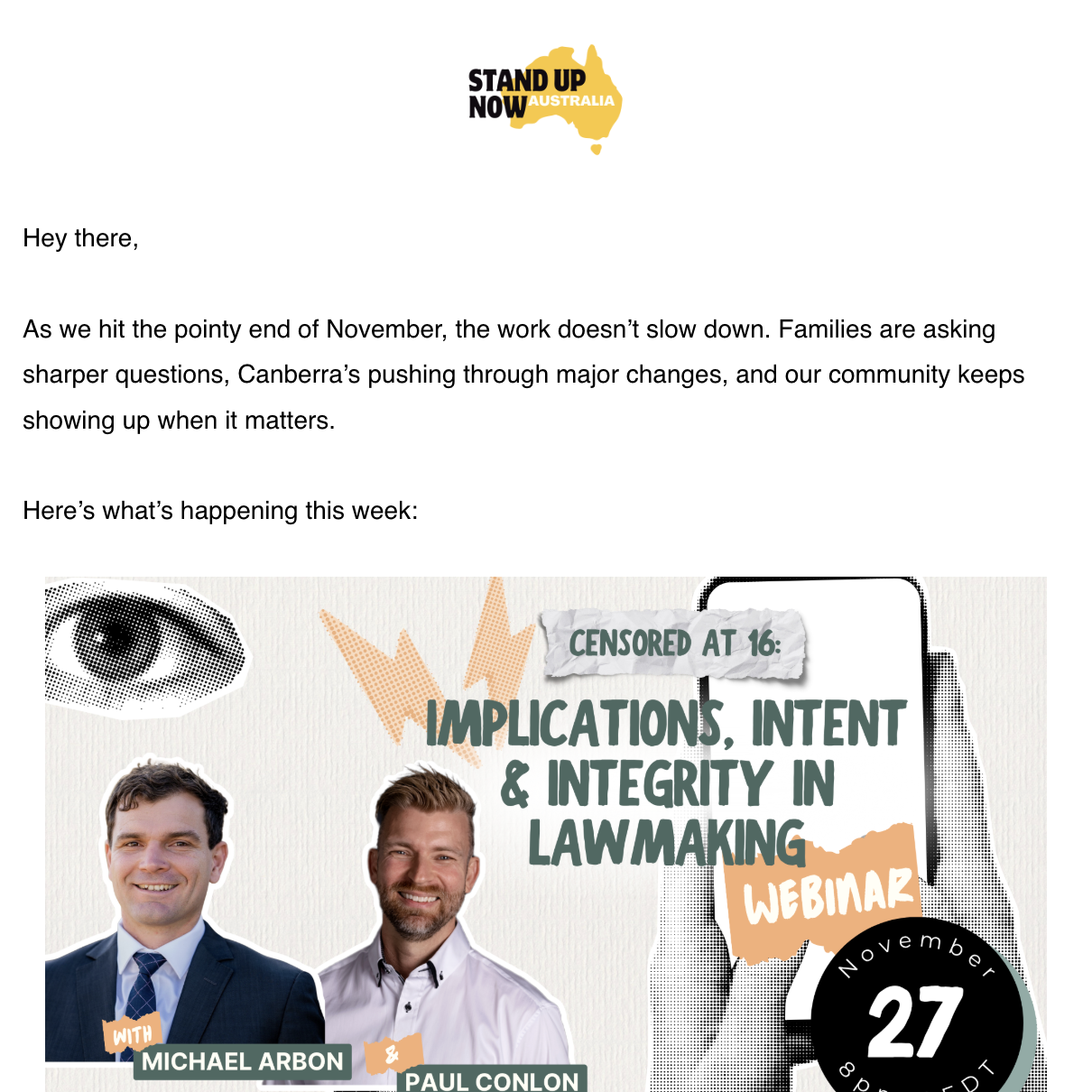 Newsletter: November Campaign Updates