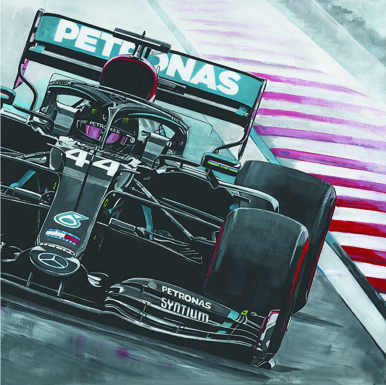 Lewis Hamilton Mercedes 2022 - R. Barbour Art - Impressão FineArt