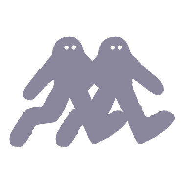 Two stylized gray plush teddy bears sitting side by side.
