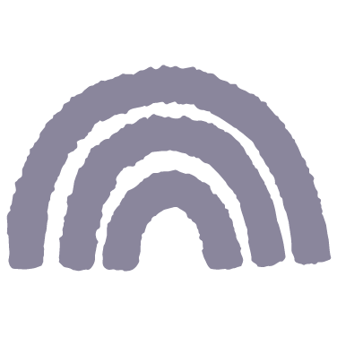 A grayscale drawing of a rainbow with three arches.