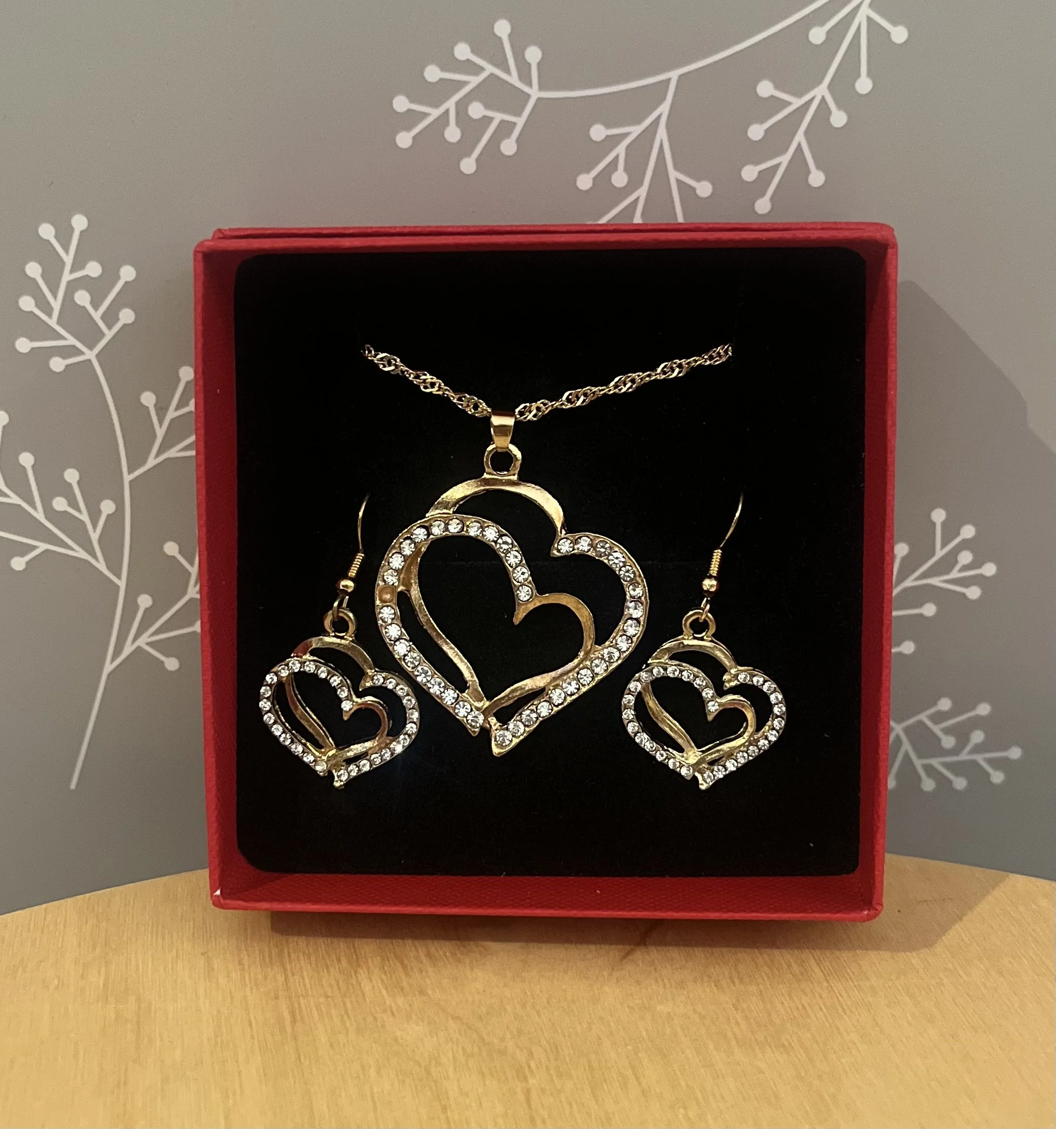 Loveheart gold and silver jewelery set