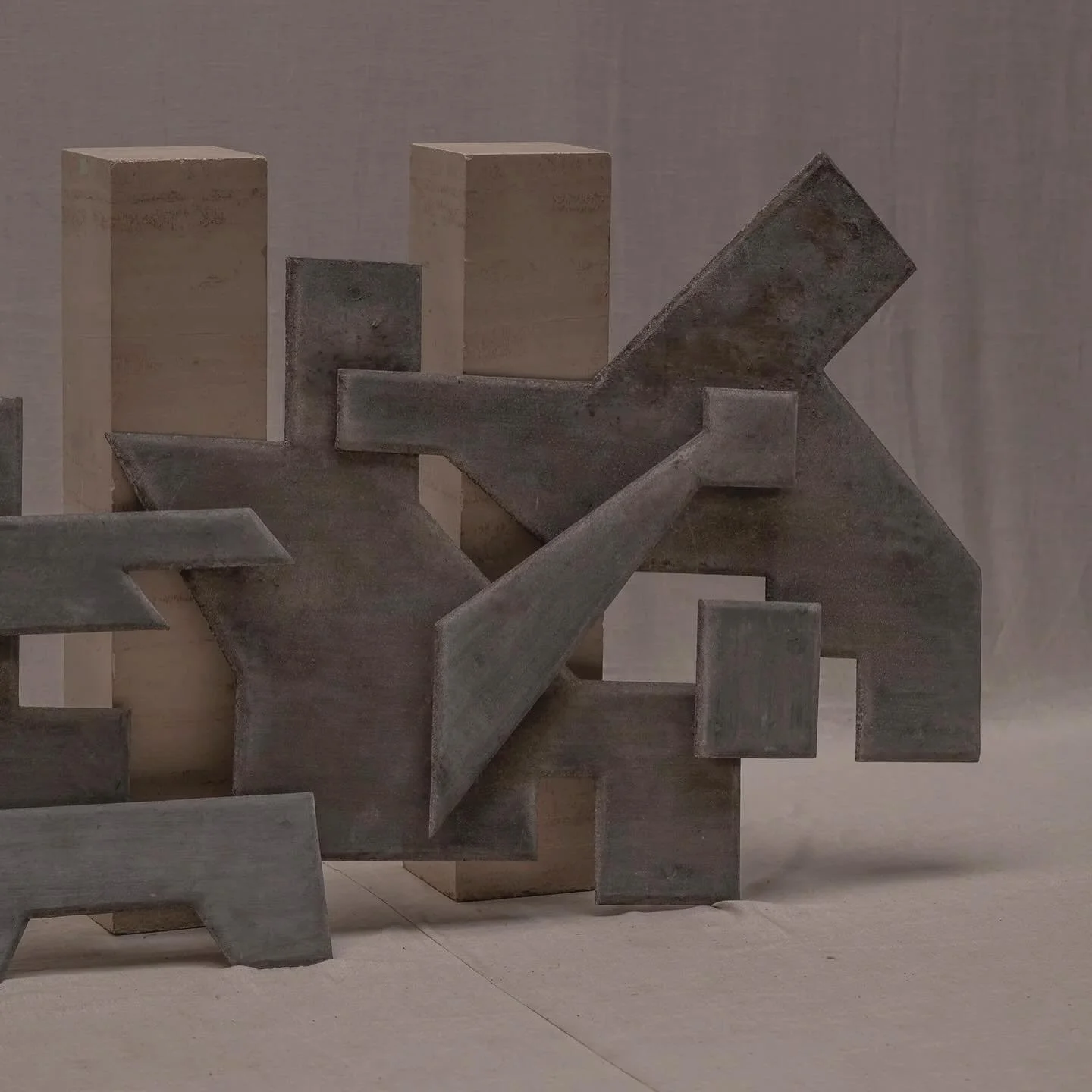 FOR SALE - Large and impressive piece of &lsquo;Brutalist&rsquo; wall-art. A strong geometrical composition of multiple individual pieces. Balanced use of depth. Originally outside this piece now has a unique patination and can make a stunning eye-ca
