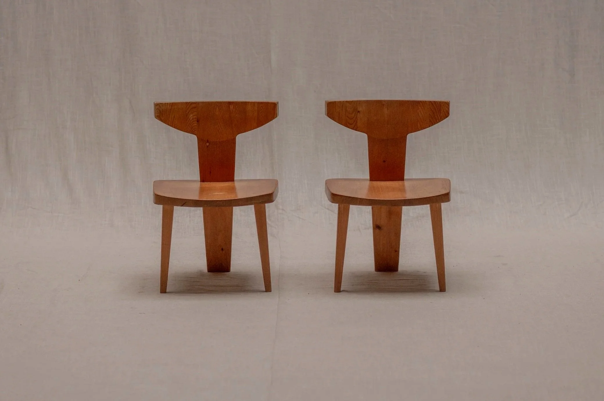 Set of two sculptural side chairs by Jacob Kielland-Brandt, Denmark, 1960s.