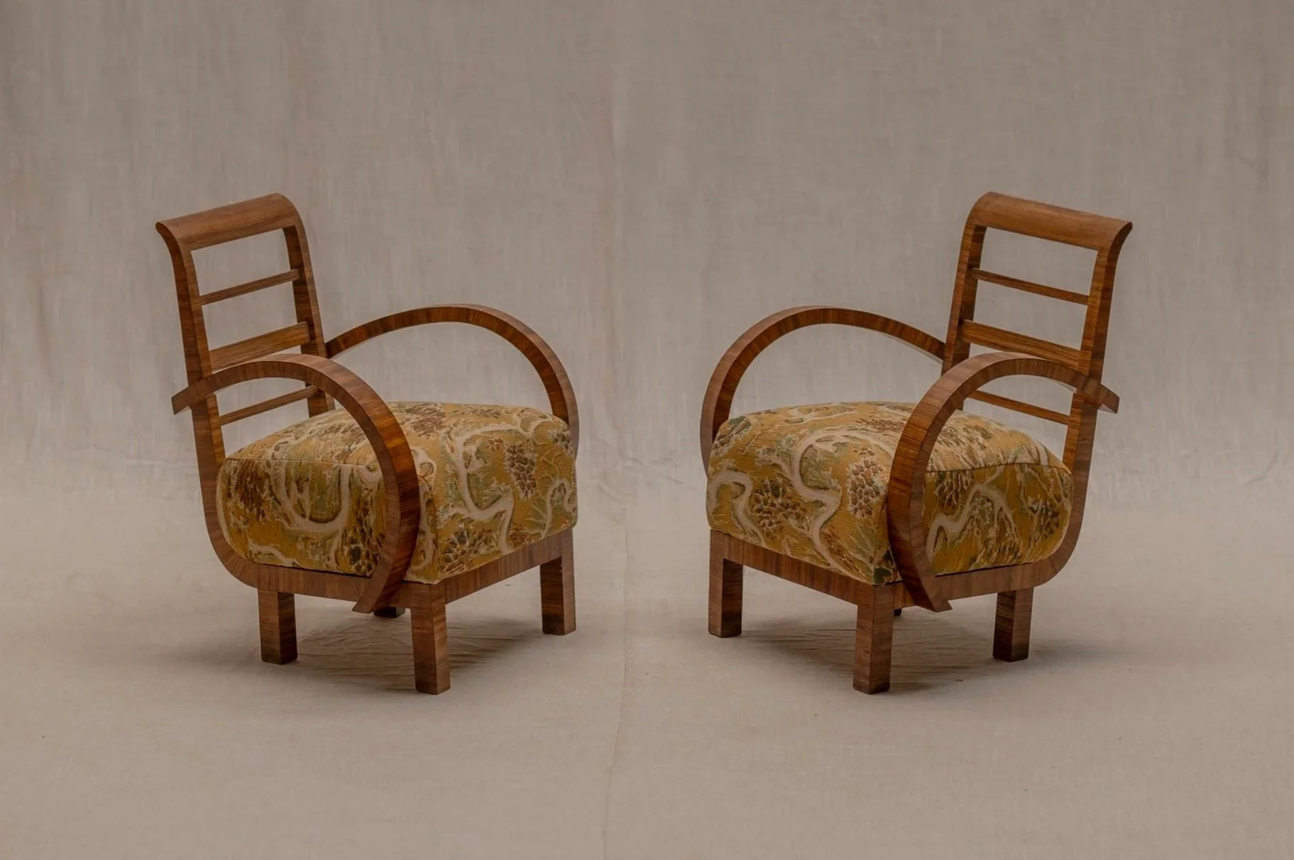 Vintage set of two early 20th century easy chairs