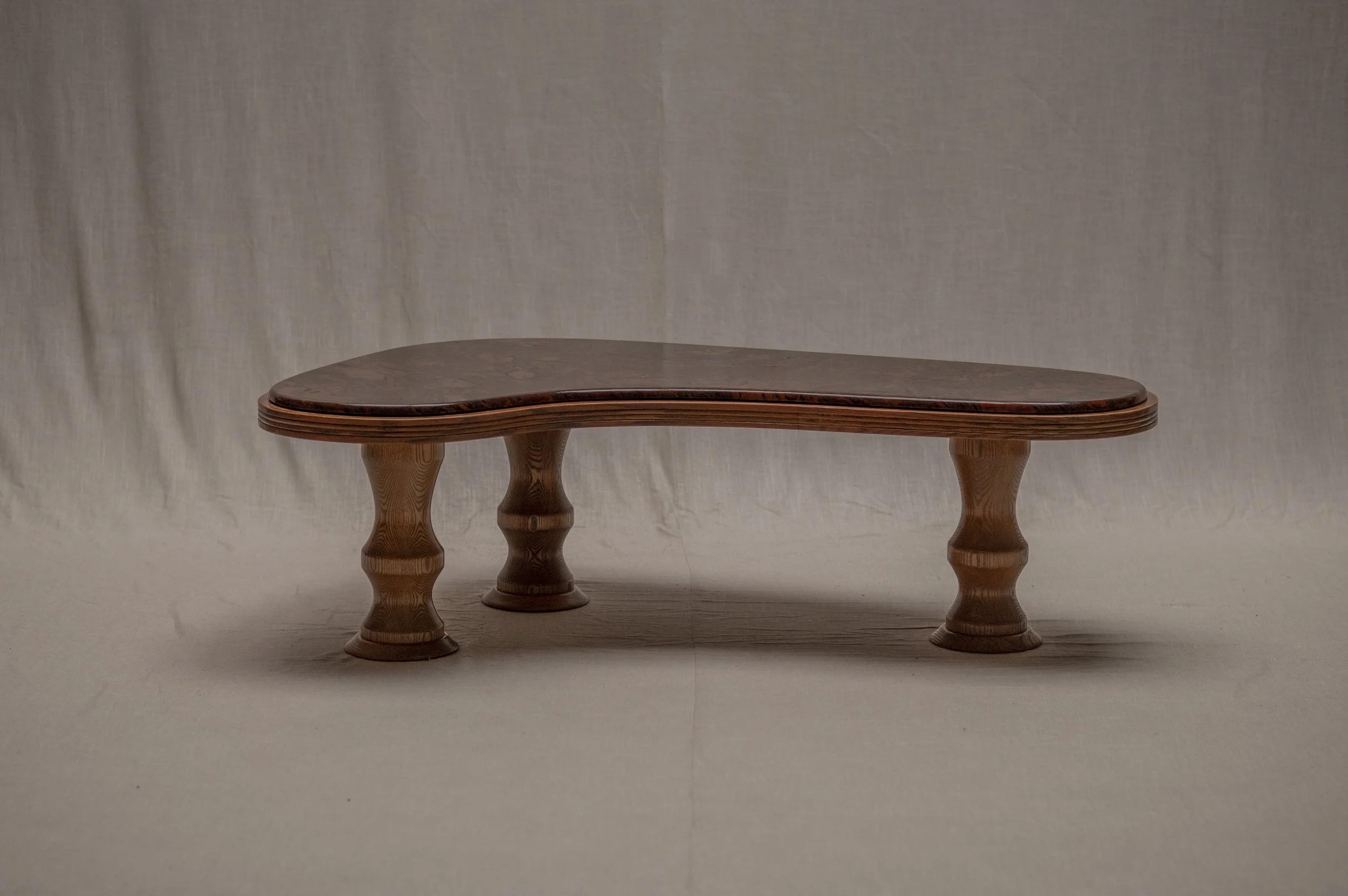 Rare boomerang shaped coffee table, Belgium 1970