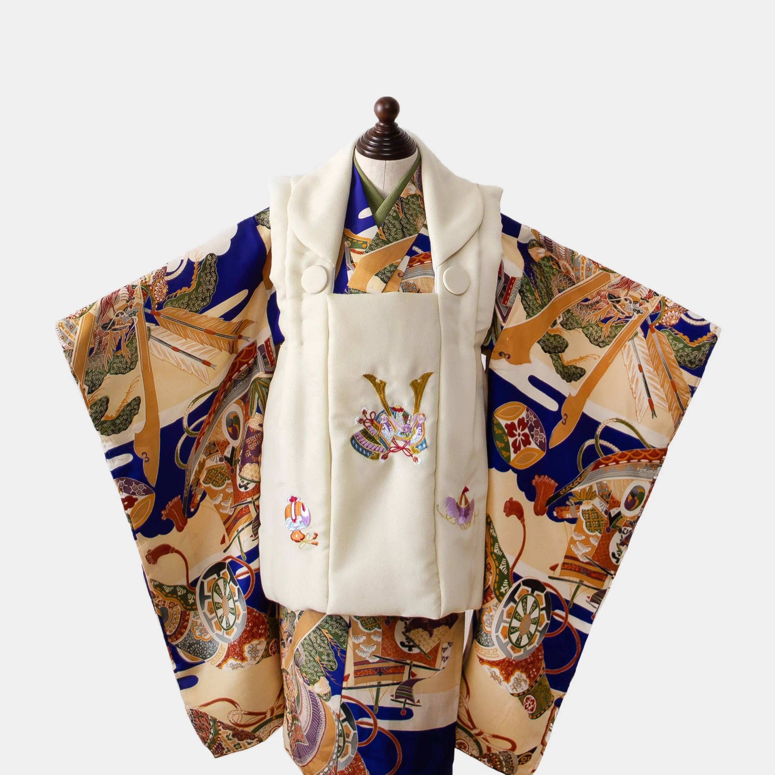 「3歳男の子 船と松葉」（85cm〜95cm）※白半襟でのご用意となります