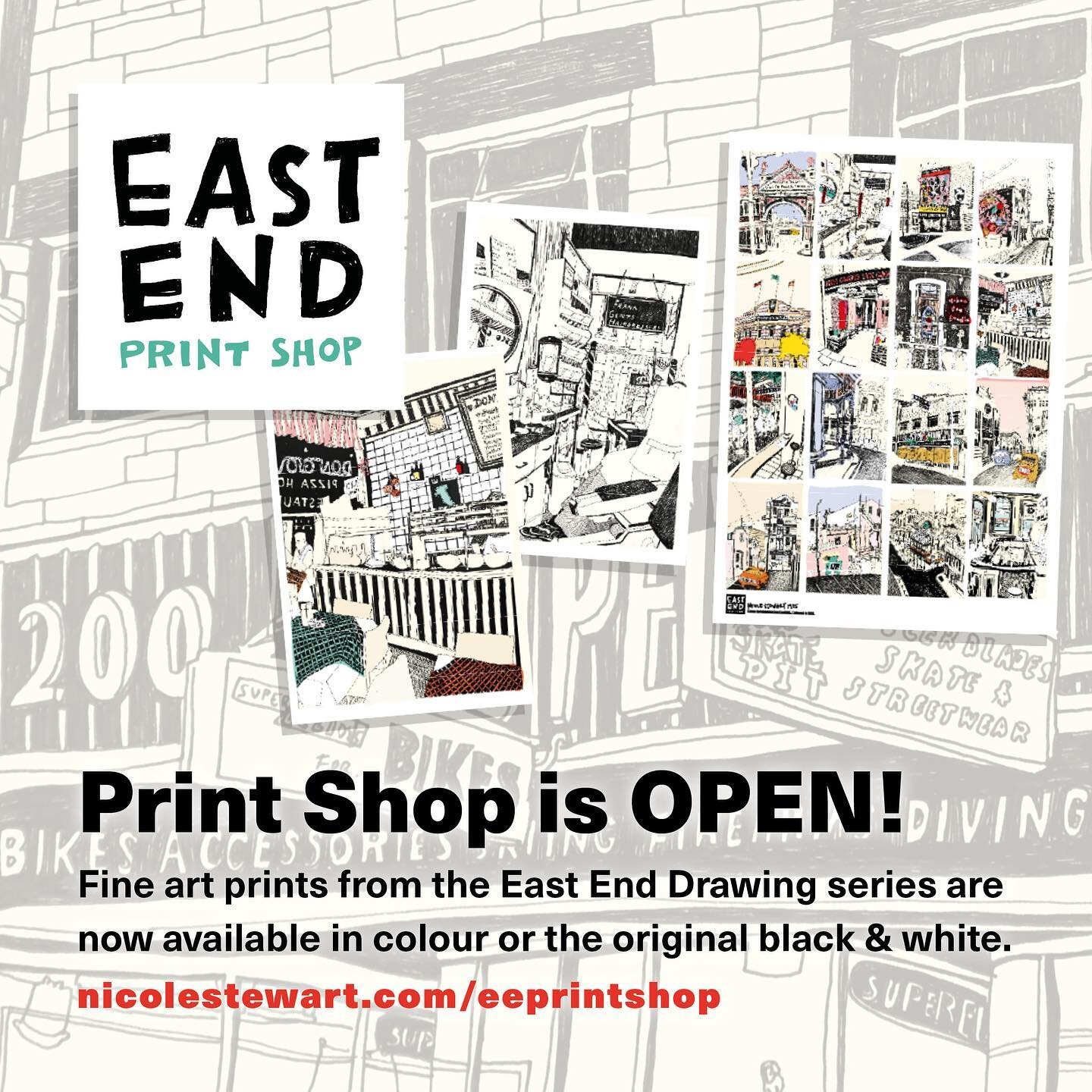 So I&rsquo;ve got a print shop - and it&rsquo;s officially opened!
I&rsquo;m re-releasing my East End Drawing series as art prints - coloured-in 2023 style or as the original black and white.
All available now through my website 🙌
#eastenddrawings #