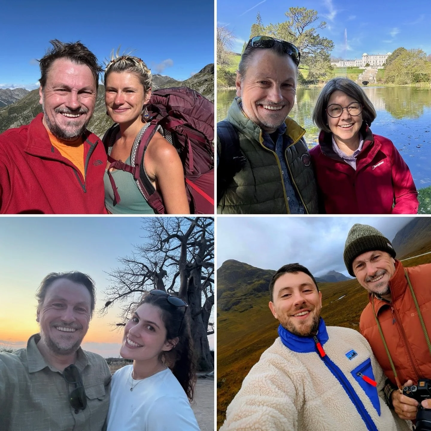 A year of beautiful memories with 4 very special people in 4 different countries - (L to R):-
Maya in the Italian Alps;
Tinja in Ireland;
Petra in Zambia;
Jacob in Scotland 

So much to be grateful for. Wishing everyone a 2026 of peace, provision &am