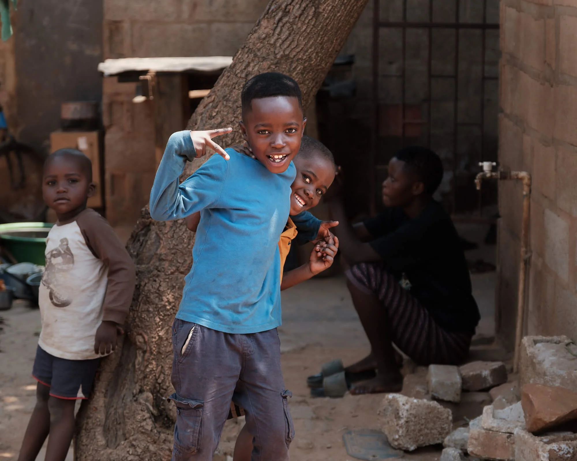 Youthful smiles.