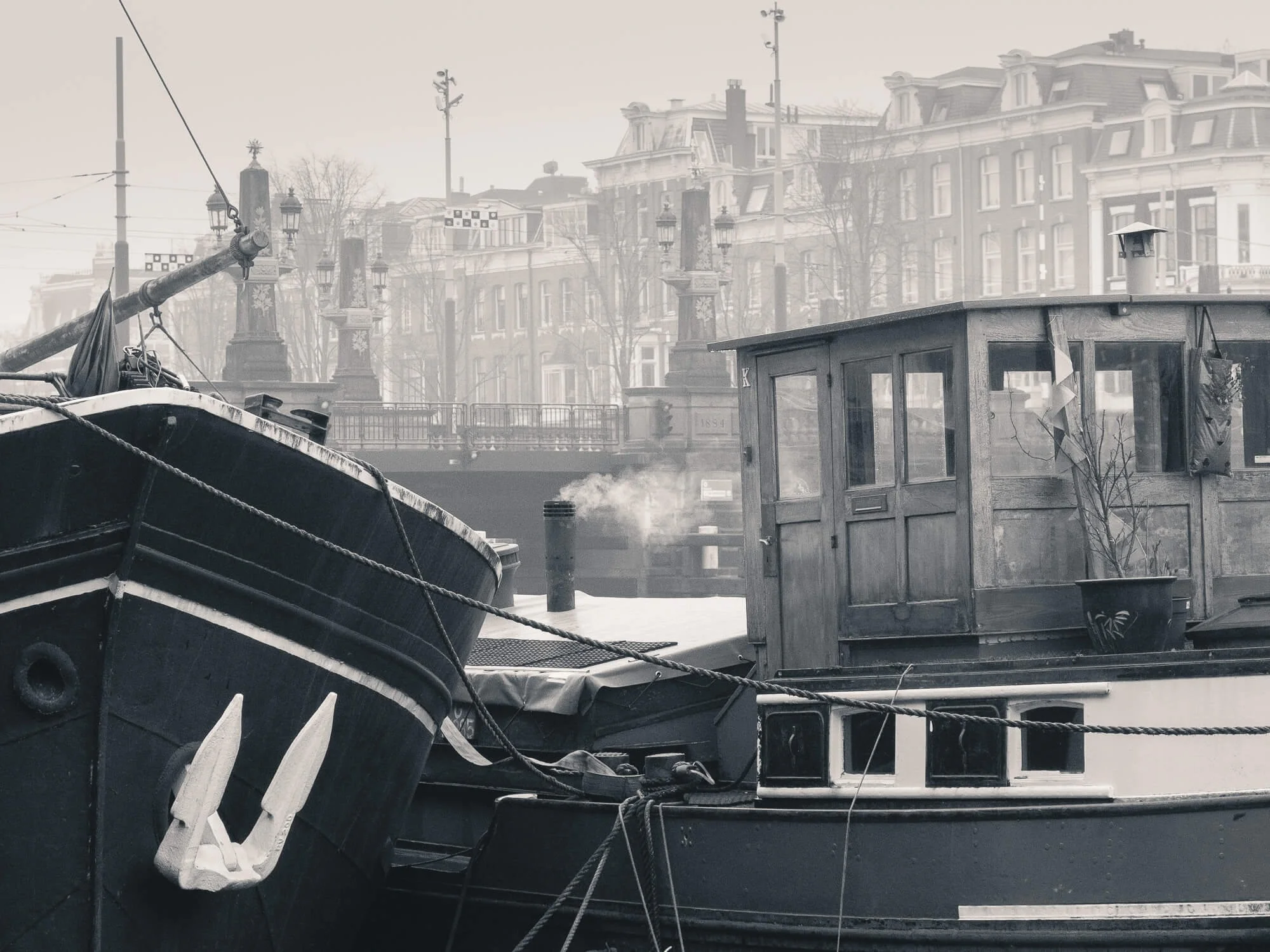 Riverboat houses Amstel River Amsterdam