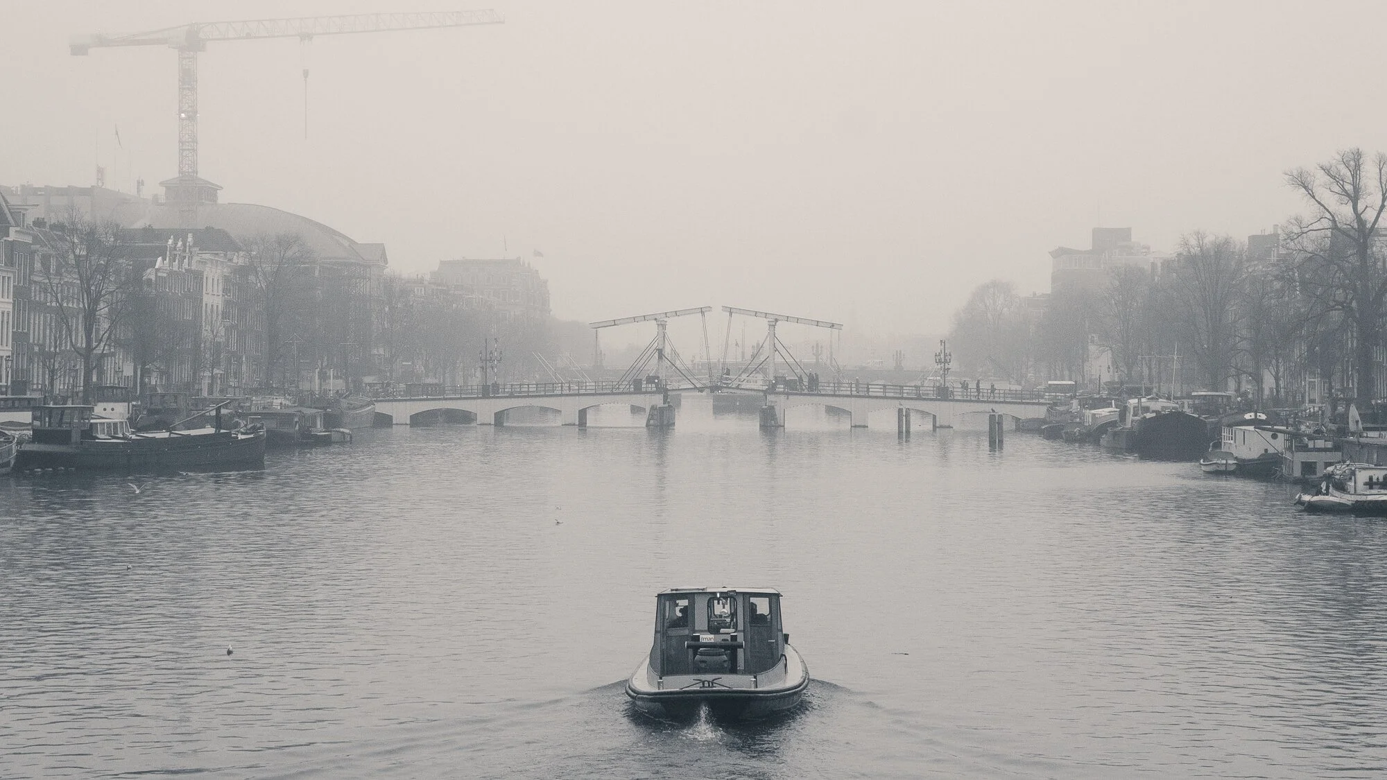 A boat on the Amstel river in Amsterdam