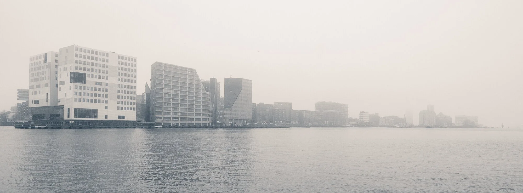 Modern office and apartment blocks on the Ij Amsterdam