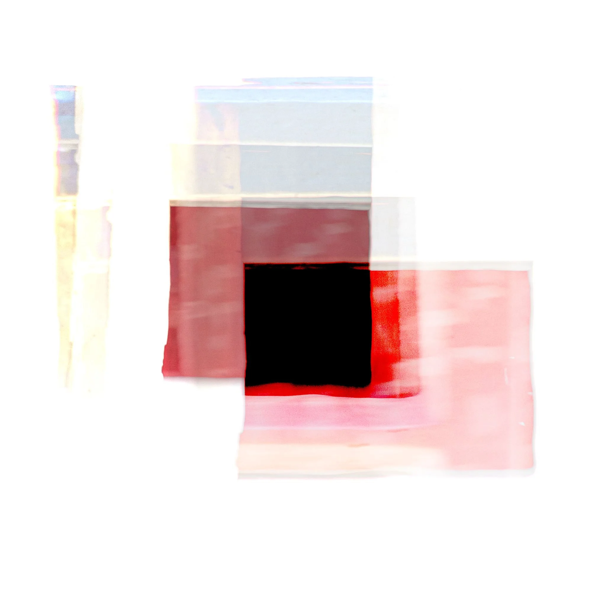 Georgian II.  A slow hour spent on a backstreet in Lyme Regis yielded this short series titled Georgian I, II and III.  The images are built from a fragment of coloured glass panes in a Georgian front door.  Layered and blurred, they make a cohesive 