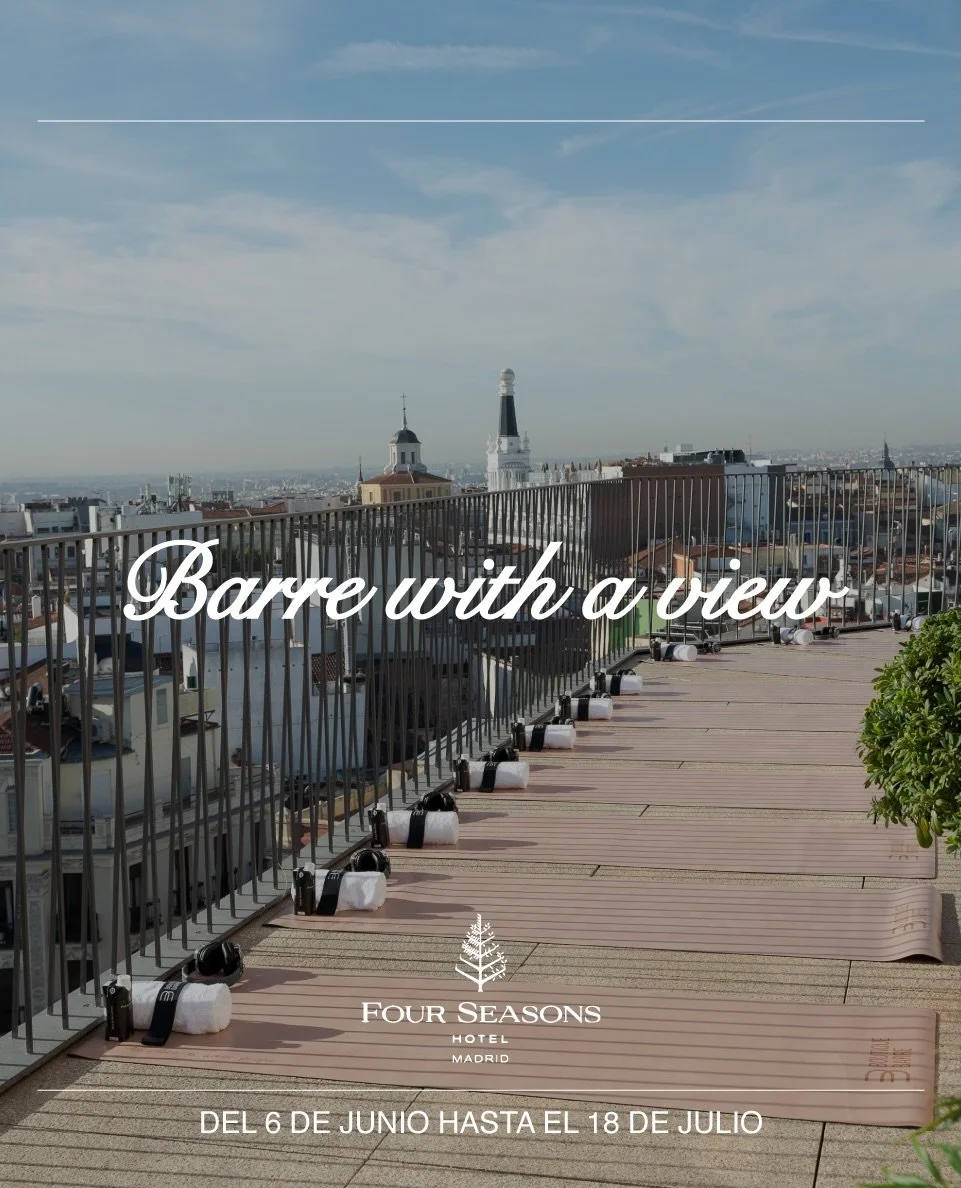 ☀️ VUELVE BARRE WITH A VIEW ☀️

Boutique Barre regresa a uno de nuestros spots favoritos de Madrid:
la terraza del Spa del Four Seasons Hotel Madrid.

Del 6 de junio al 18 de julio
todos los s&aacute;bados
🩰 9:30 &amp; 10:30 hrs

Una experiencia pen