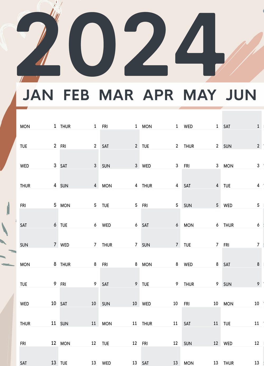 2024 Wall Planner (Beach Vibes - A2 Size) — The Native State