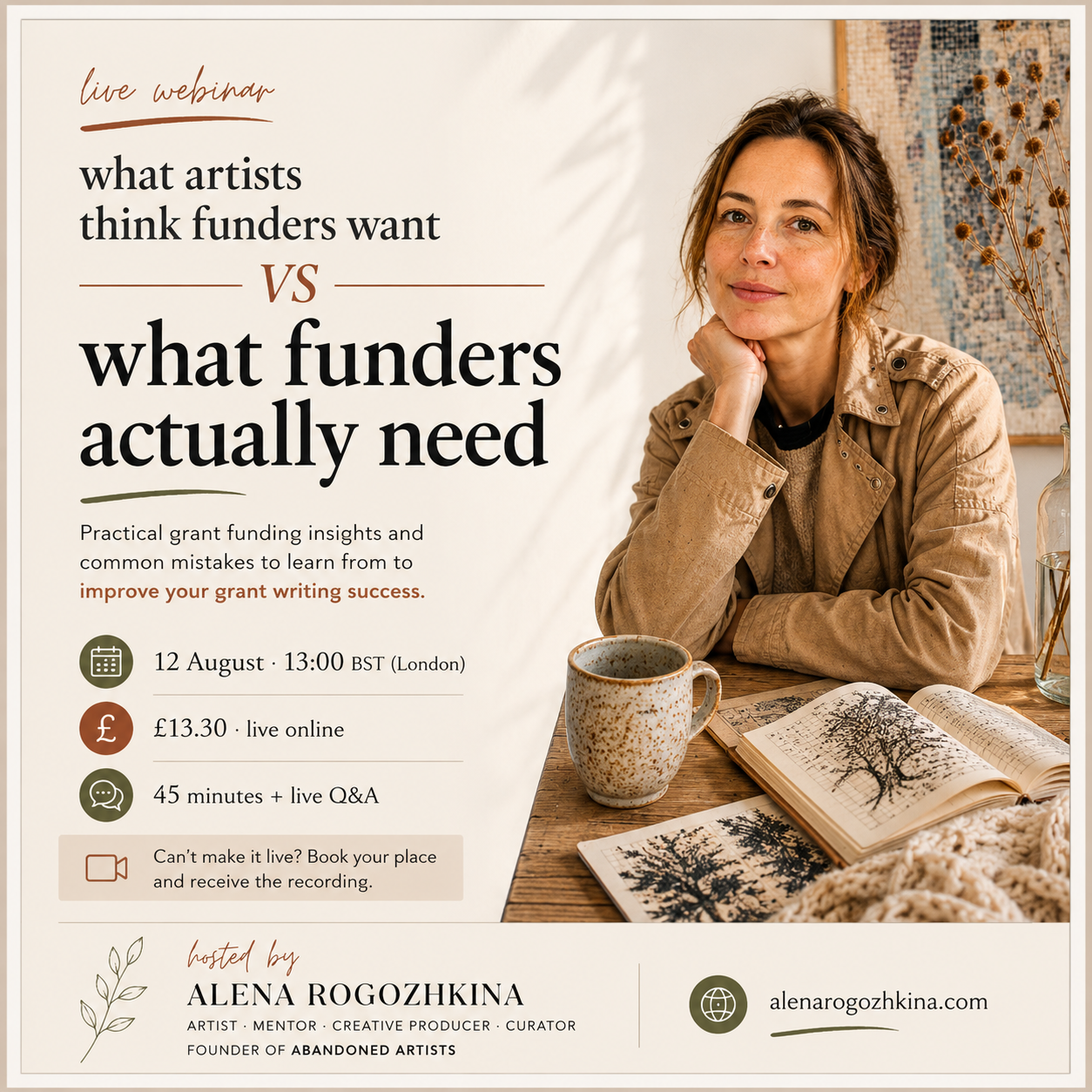 What artists think funders want vs What funders actually need - live webinar