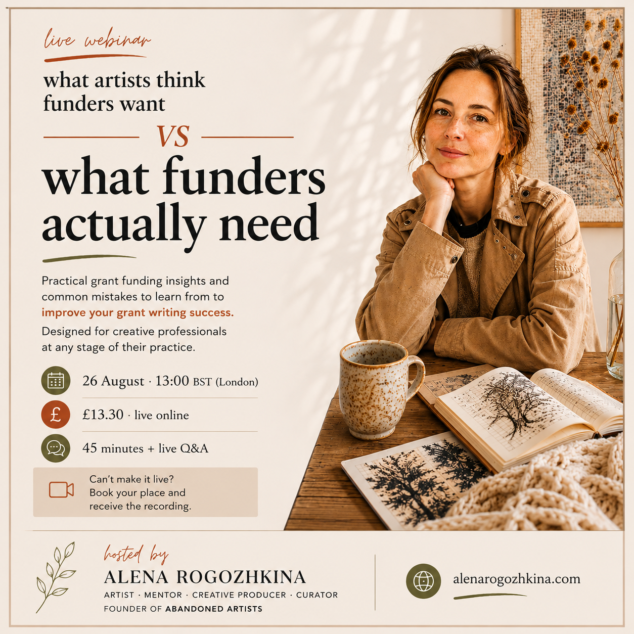 What artists think funders want vs What funders actually need - live webinar