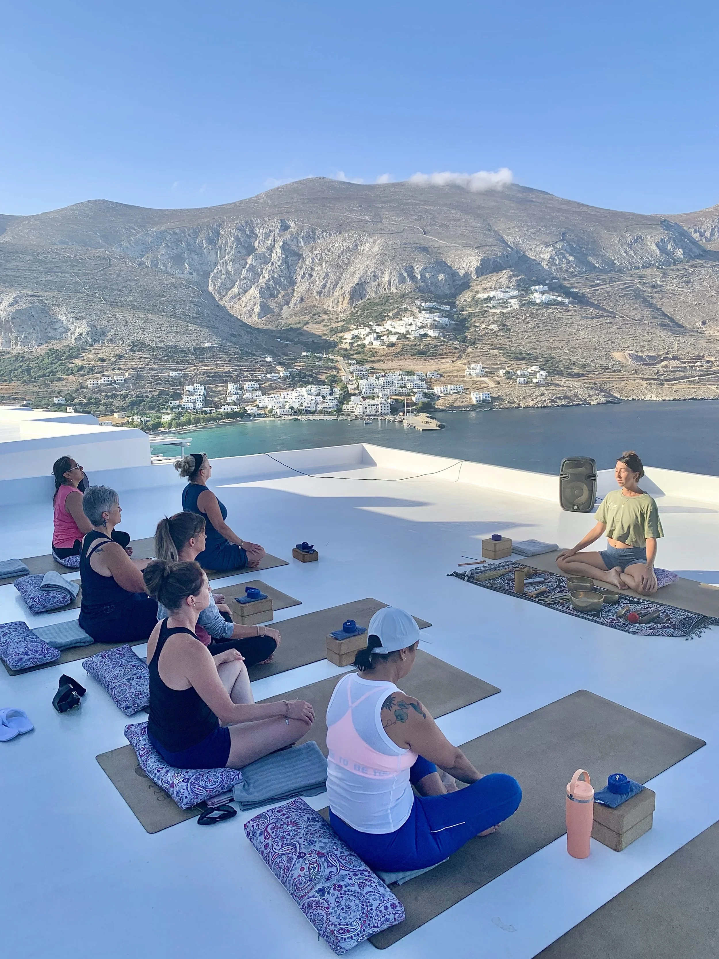 Women yoga retreat Amorgos island Greece Fall 2026