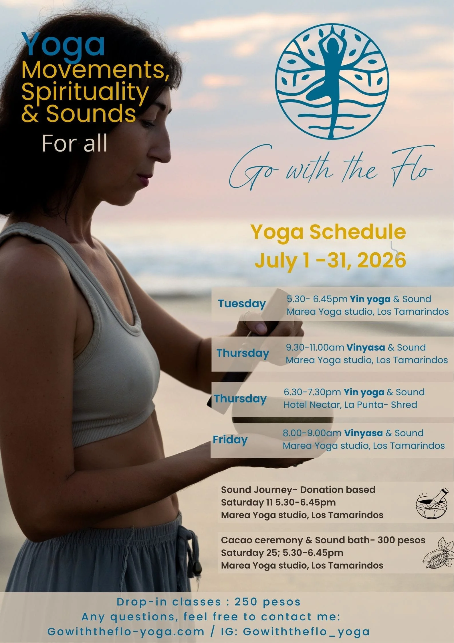 Yoga schedule July Puerto Escondido