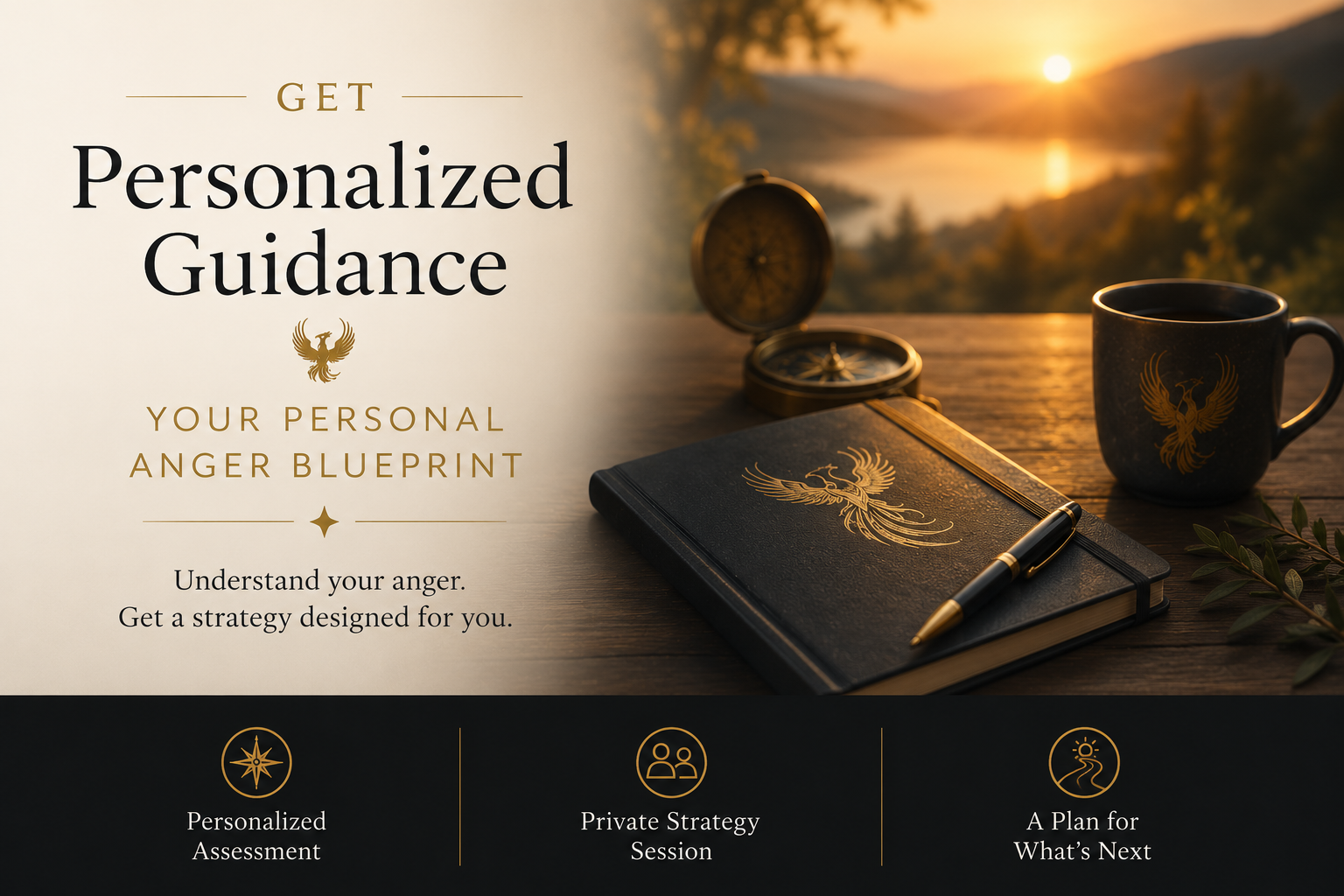 phoenix journal and mug with compass personal anger blueprint
