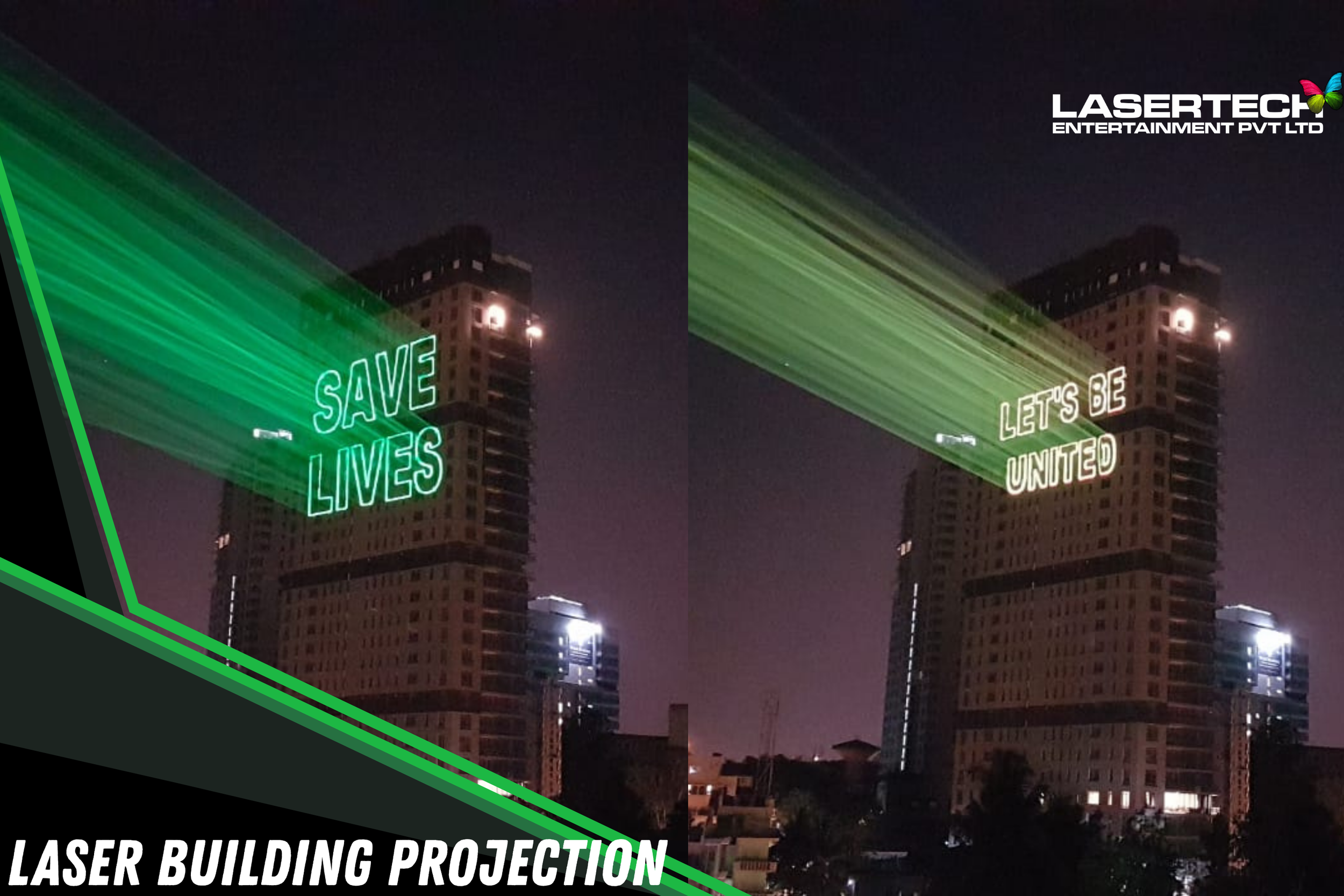 Laser building projection advertising services India Bangalore Mumbai Delhi