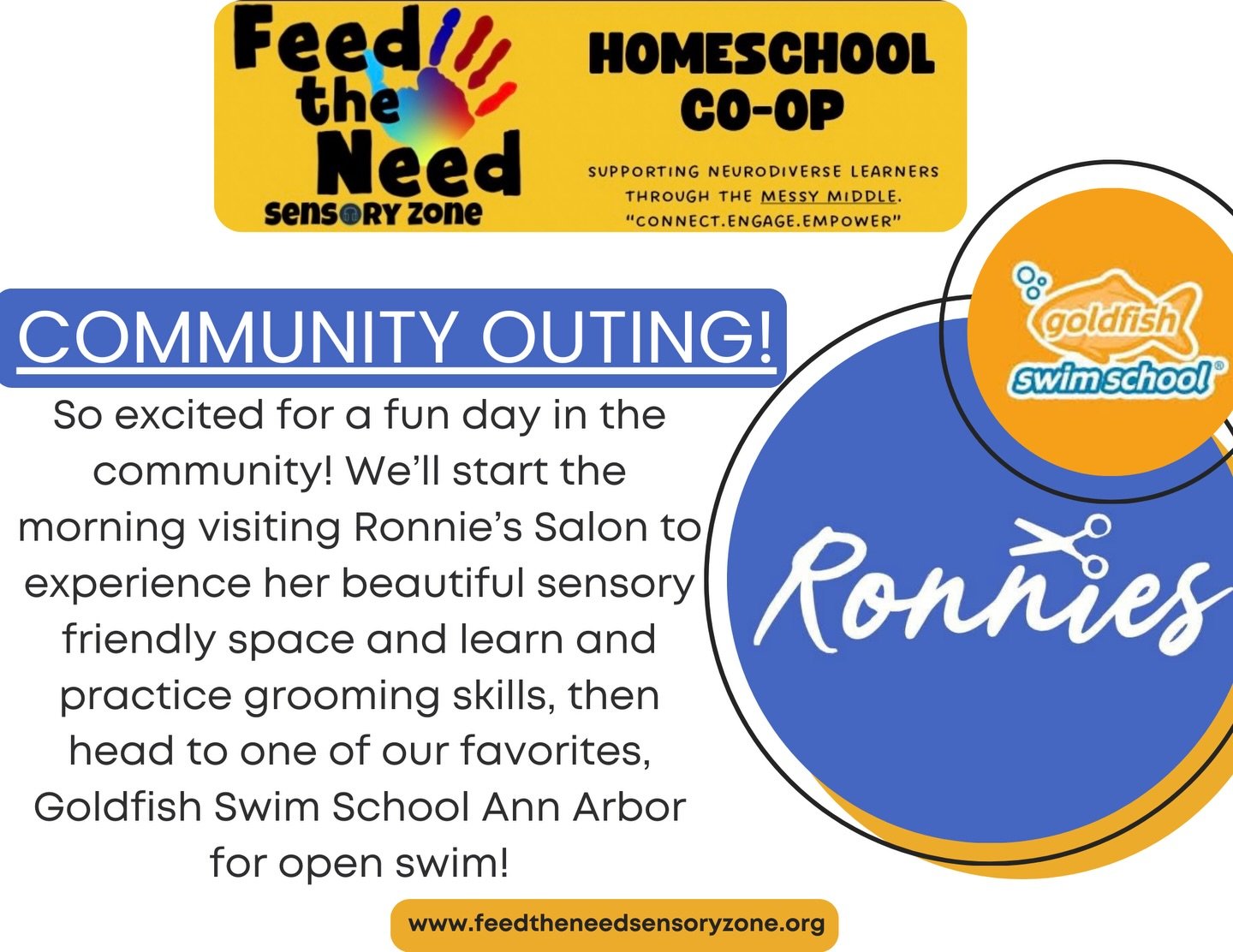 FTN Homeschool Co-op Community Outing Day this Thursday, March 12th

In the morning, we&rsquo;ll be spending time at @ronnievcuts from 10:00&ndash;11:30 AM, where our students will get the chance to experience her beautiful sensory friendly space, co