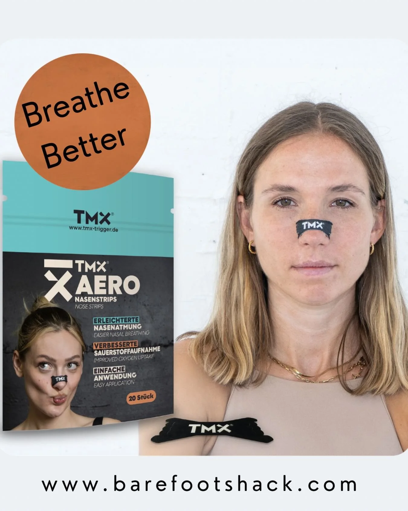 Breathe better. Sleep deeper. Recover faster. 

The TMX&reg; Aero Strip nose patch helps open your airways naturally, supporting improved breathing, better sleep quality, and enhanced regeneration. 

Small strip. Big difference. 🌬️