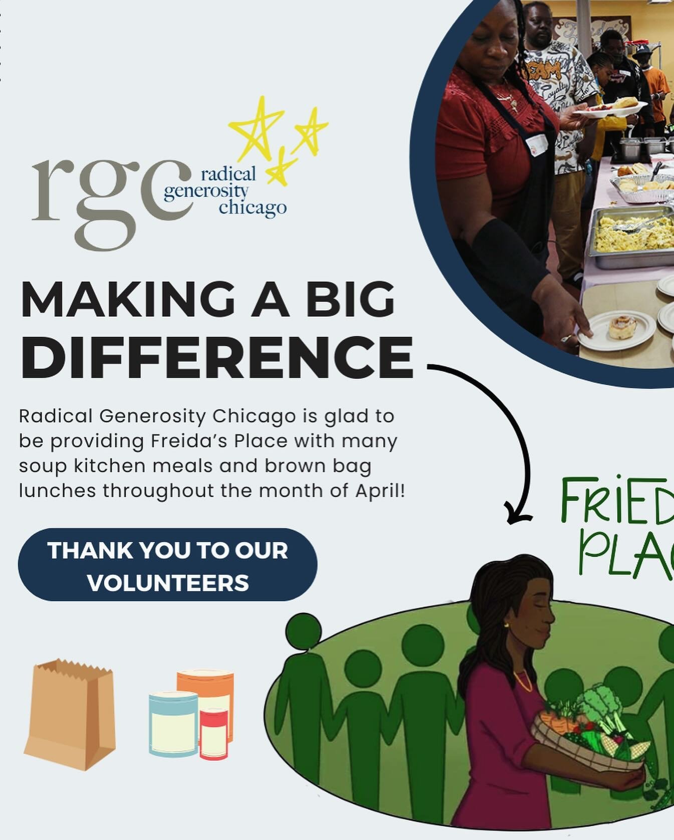 Our volunteers are simply incredible!  For us, every week is Volunteer Appreciation!! 🙏🏼

So far in 2024, Frieda's Place patrons have enjoyed 345 brown bag lunches 🥪 🍎 🥨, 160 warm breakfasts 🥓 🍳 🥞, 119 reusable water bottles, 30 toiletry kits