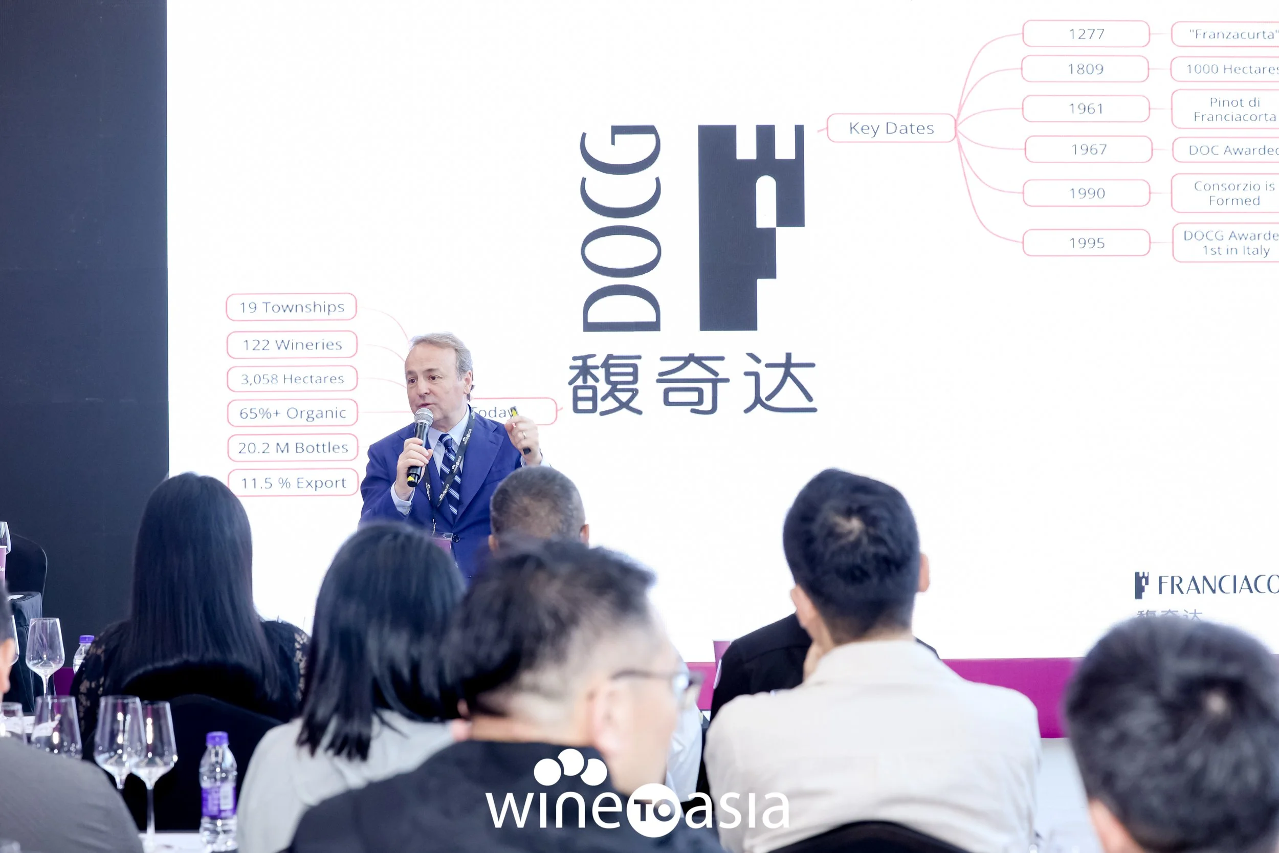 JC Viens presenting a masterclass in China on Franciacorta’s Chinese name.
