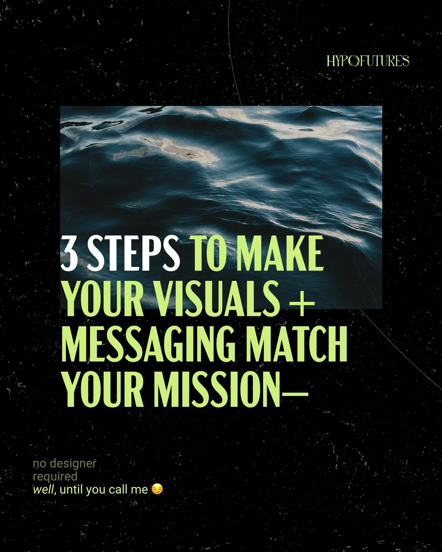 3 steps to make your visuals + messaging match your mission&mdash;no designer required (well, until you call me 😏).

1️⃣Name your vibe &ndash; How do you want people to feel when they see your brand?
2️⃣ Stick to your palette &amp; fonts &ndash; Rep