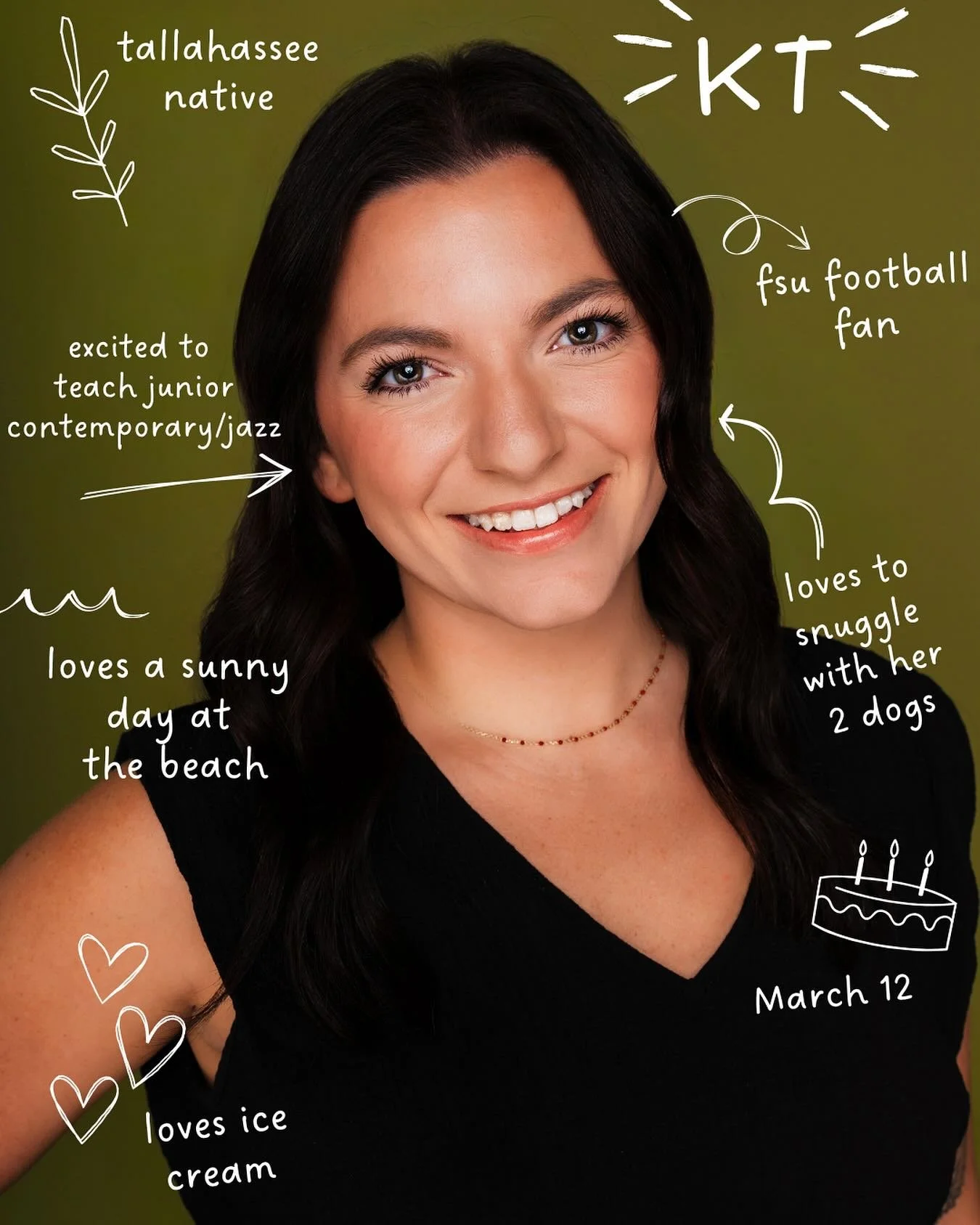 ⭐️ Meet Ms. KT ⭐️
We’re so excited to welcome Ms. KT to the Artistry family!!!She’ll be teaching Junior Contemporary/Jazz on Mondays (spots still available)!! We can’t wait for her to bring her creative & vibrant energy to the s