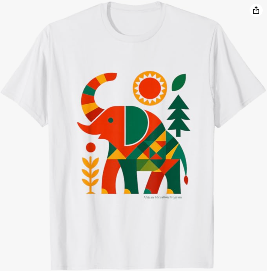 Geometric Elephant Nature T-Shirt – Dark Green &Clay Edition