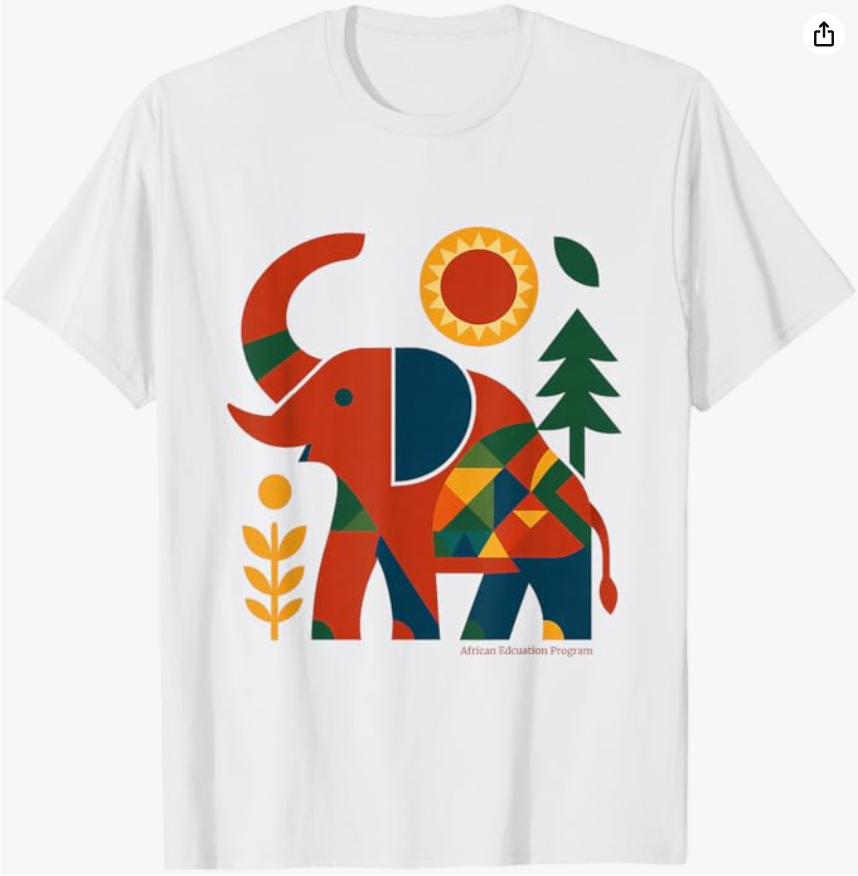 Geometric Elephant Nature T-Shirt – Red & Deep Blue Edition