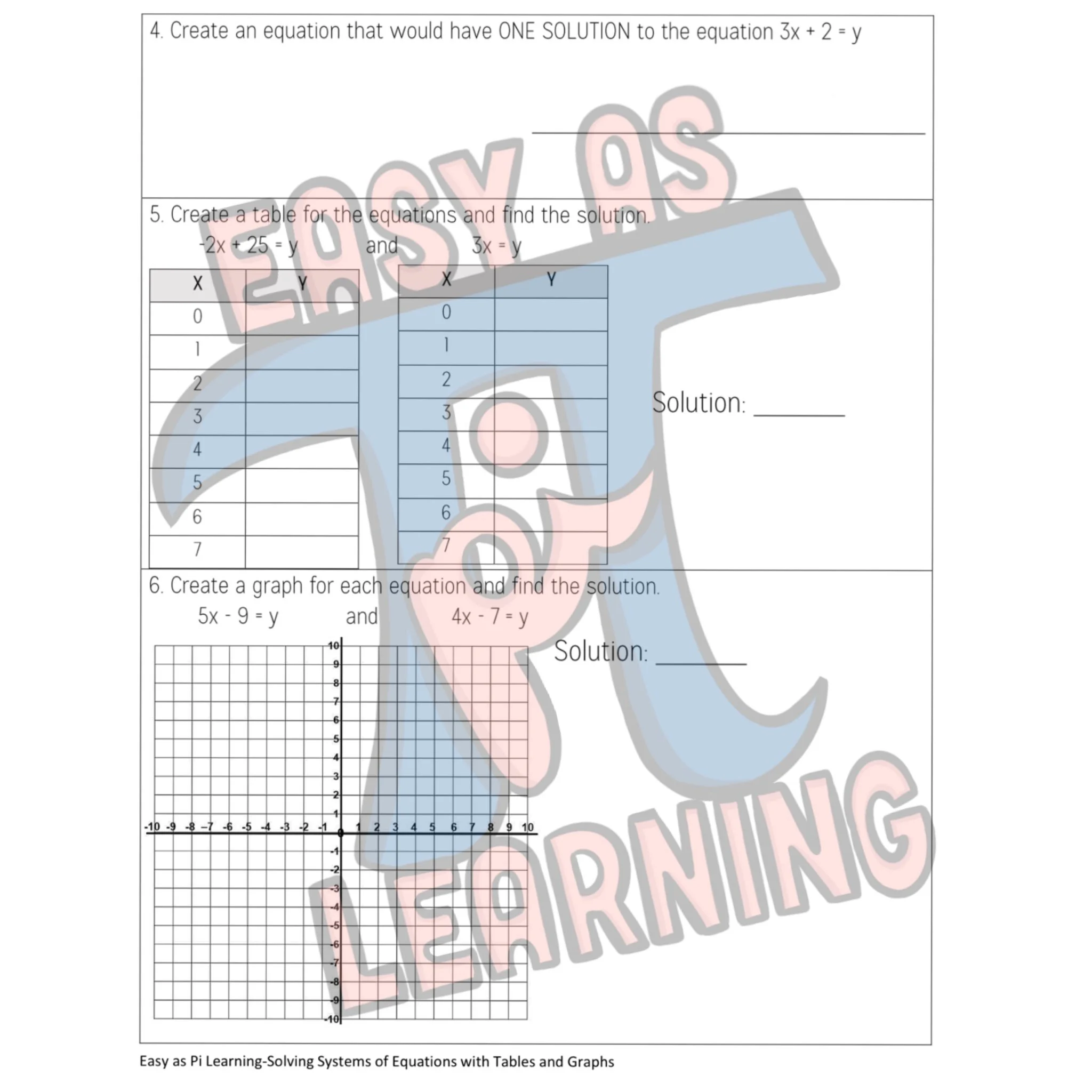 Systems of Equations (Equations, Tables, and Graphs) BUNDLE — EASY AS ...