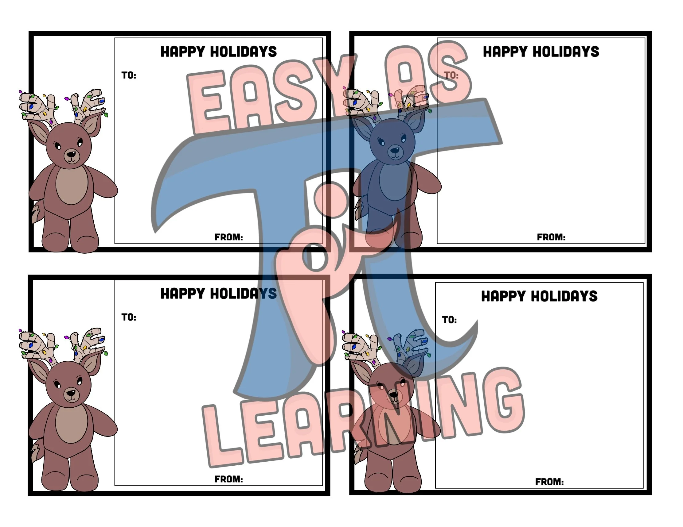 Winter Holiday Blank Animal Cards — EASY AS PI LEARNING