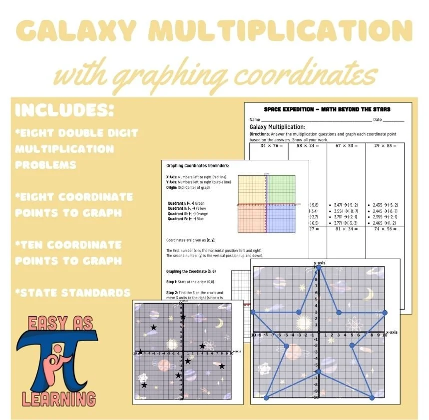 Galaxy Multiplication-Graphing Star Picture-Review Before 6th Grade ...