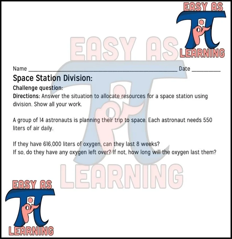 Space Division-Long Divison- Review Before 6th Grade — EASY AS PI LEARNING