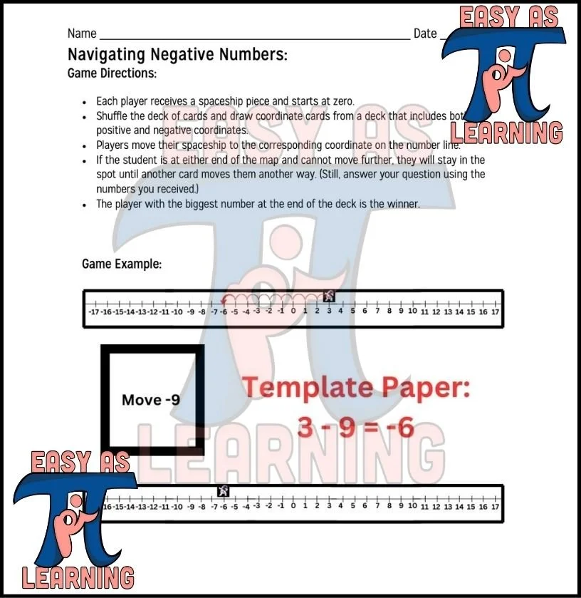 Navigating Negative Numbers - Space Adventure — EASY AS PI LEARNING