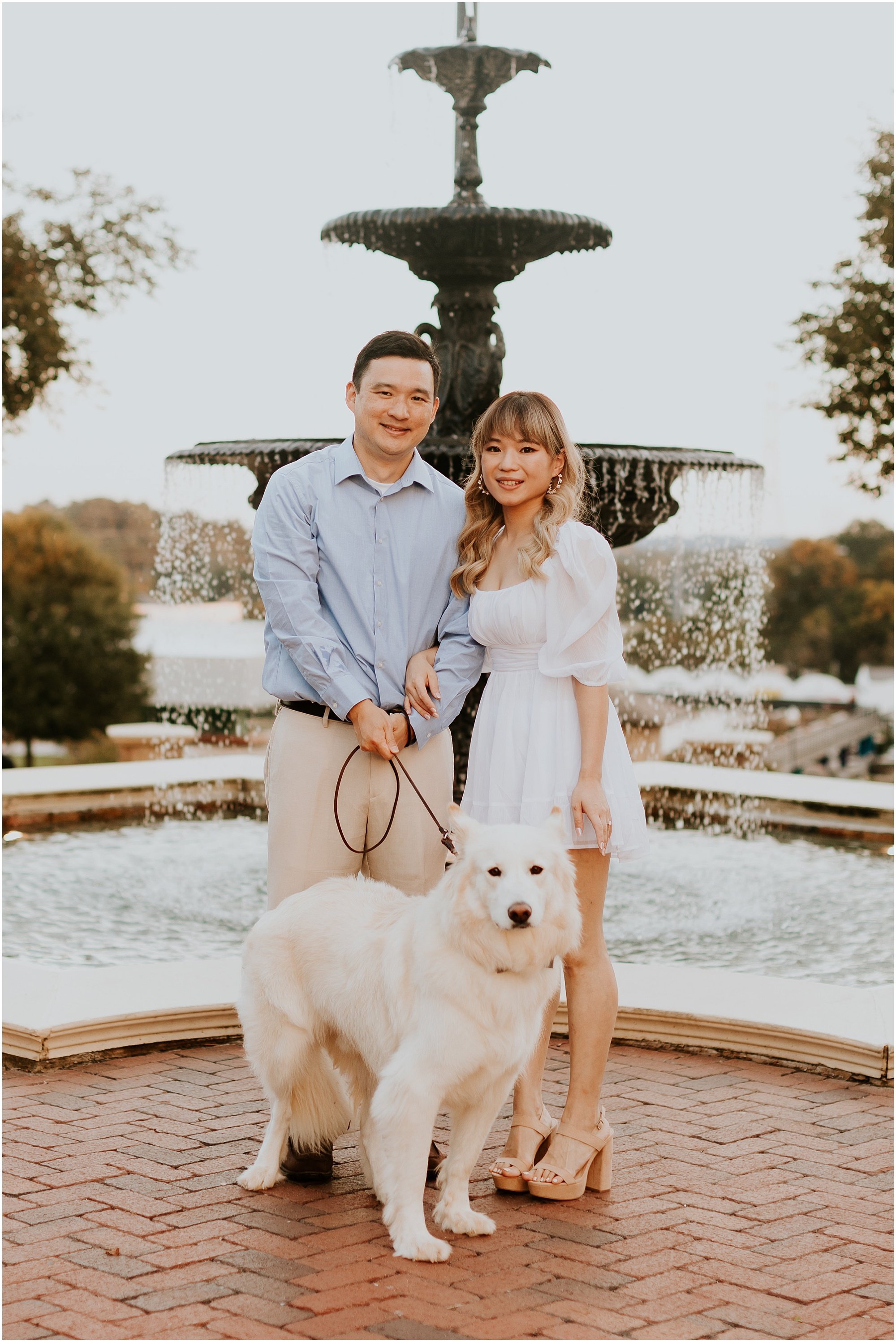 Downtown Historic Norcross Engagement, Engagement Photographer in Norcross, engagement photos with dog, asian couple, asian wedding, asian engagement 